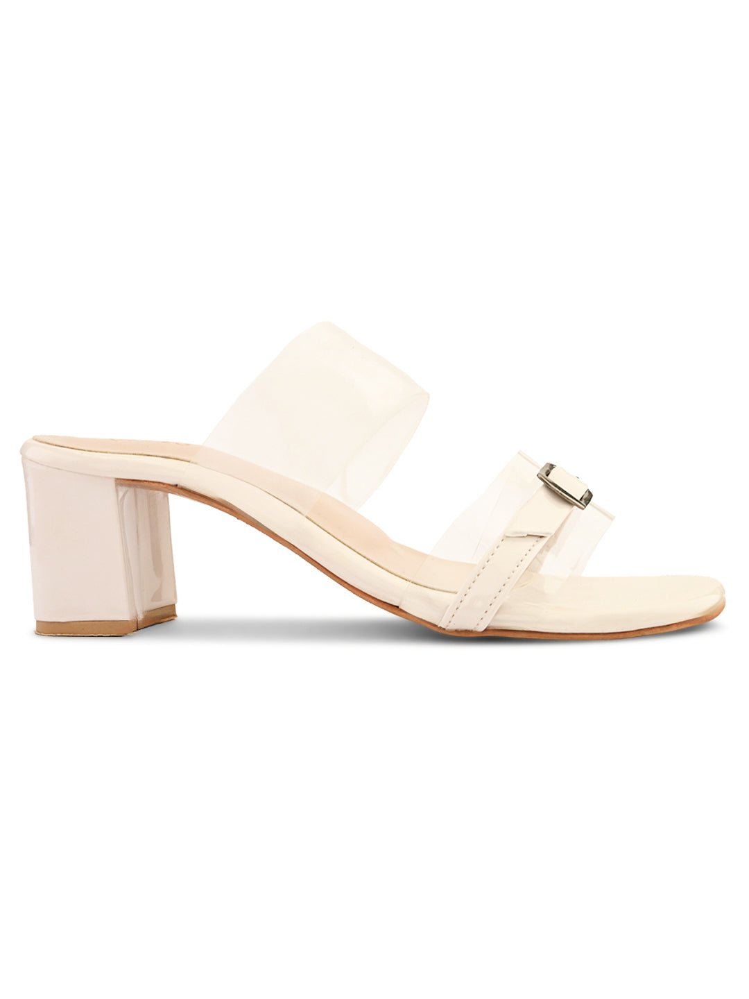 Ravis Black Transparent Block Heels – Buckle Strap | Party & Daily Wear