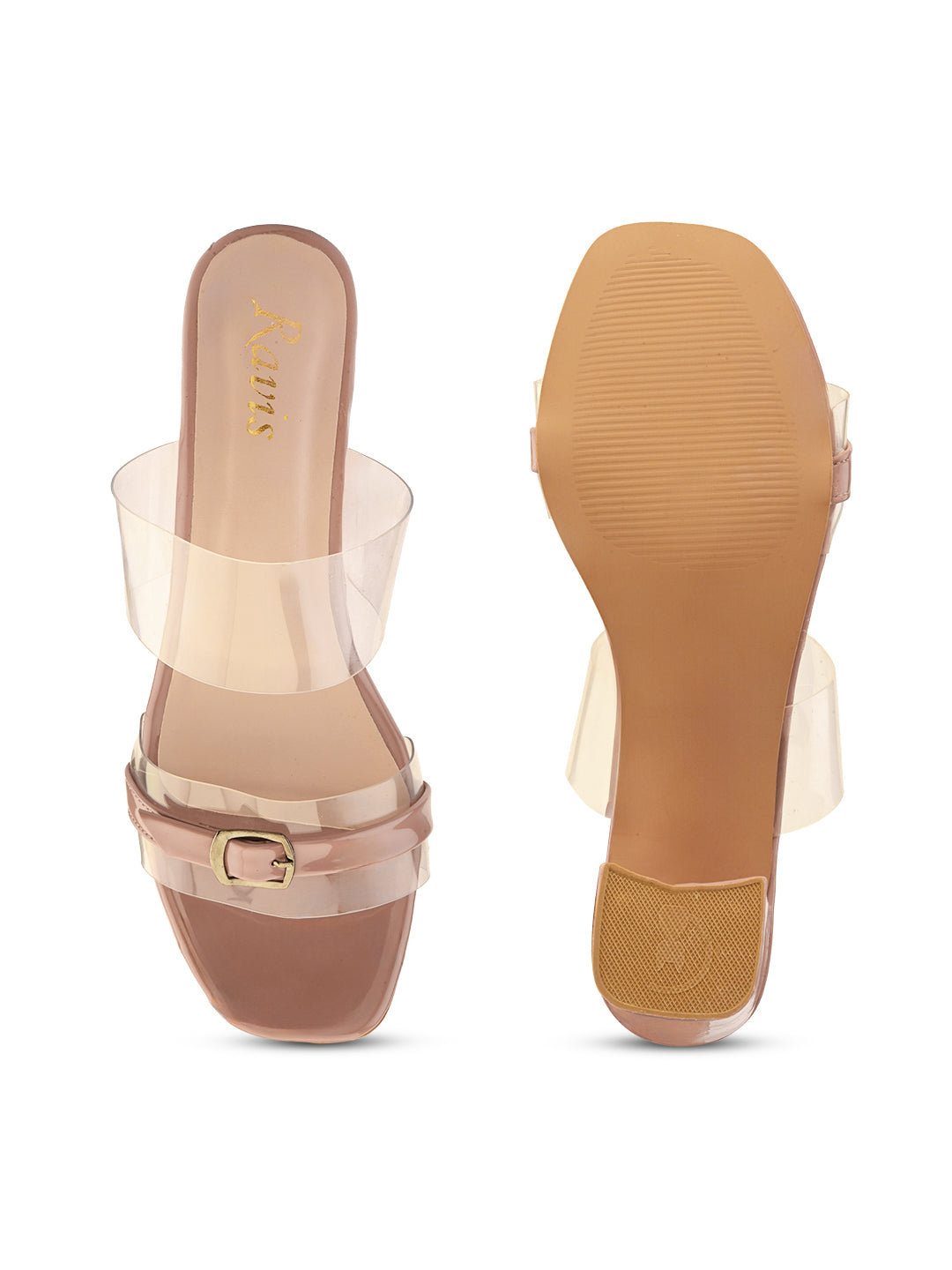 Ravis Black Transparent Block Heels – Buckle Strap | Party & Daily Wear