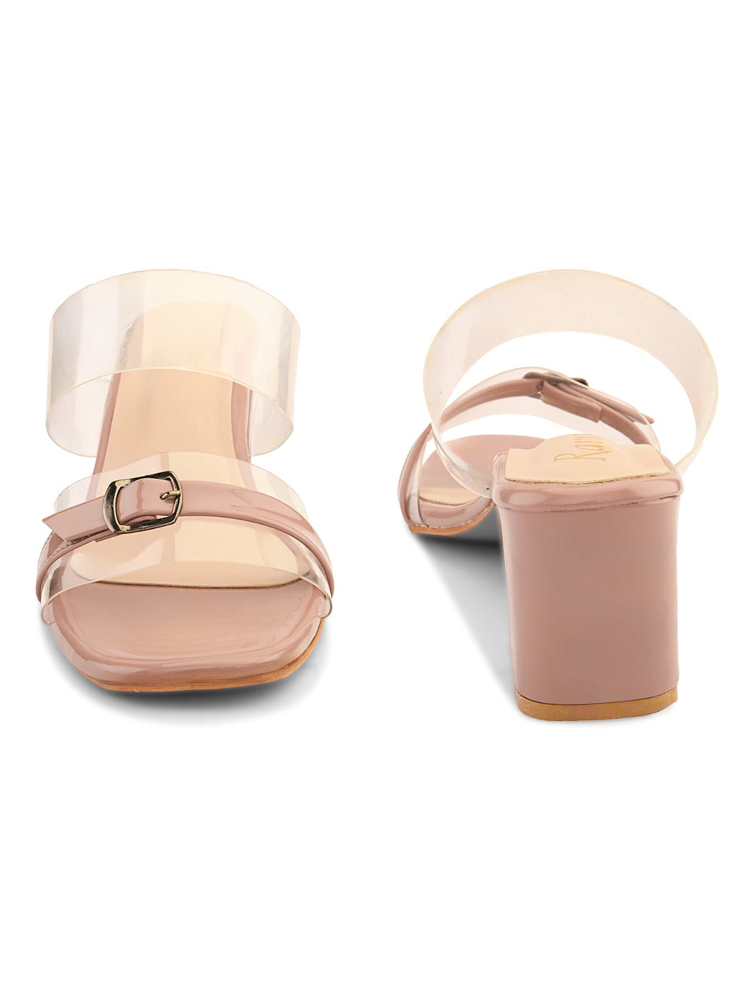 Ravis Black Transparent Block Heels – Buckle Strap | Party & Daily Wear