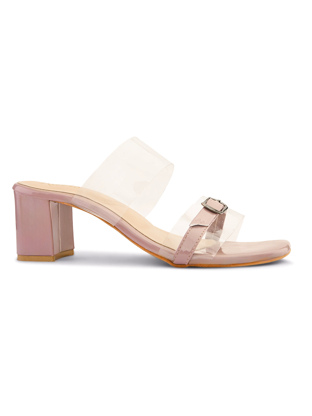 Ravis Black Transparent Block Heels – Buckle Strap | Party & Daily Wear