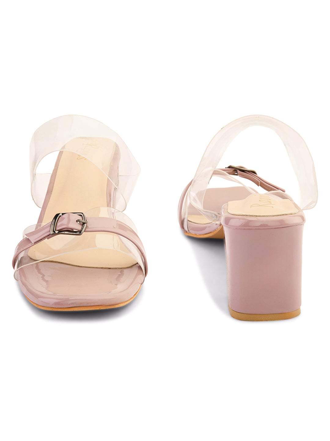 Ravis Black Transparent Block Heels – Buckle Strap | Party & Daily Wear