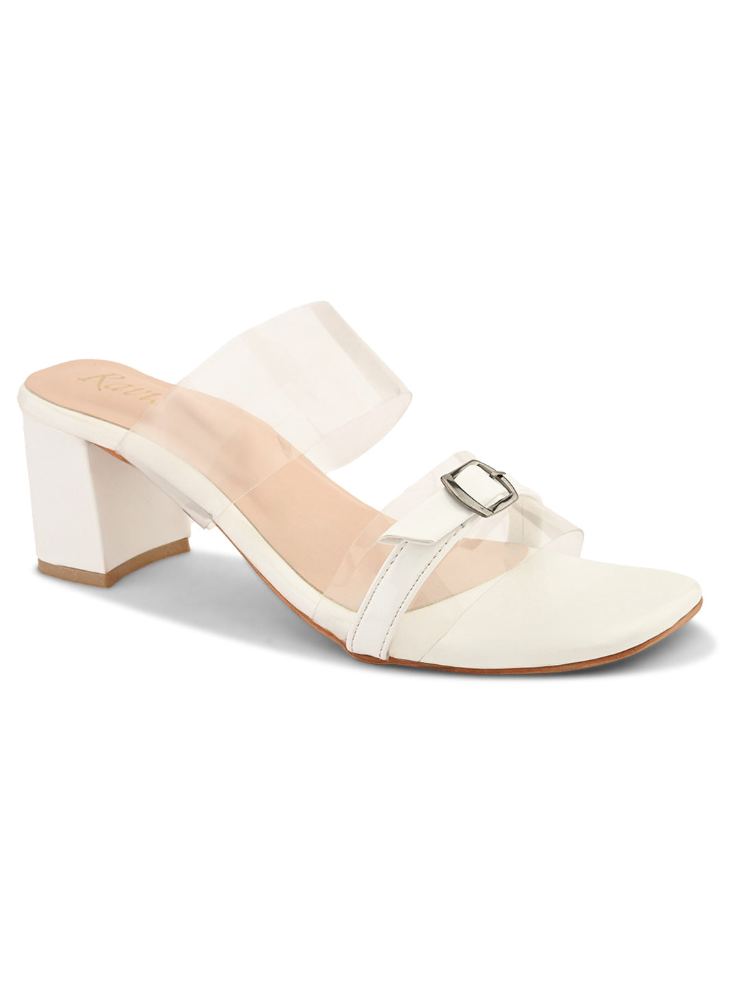 Ravis Black Transparent Block Heels – Buckle Strap | Party & Daily Wear