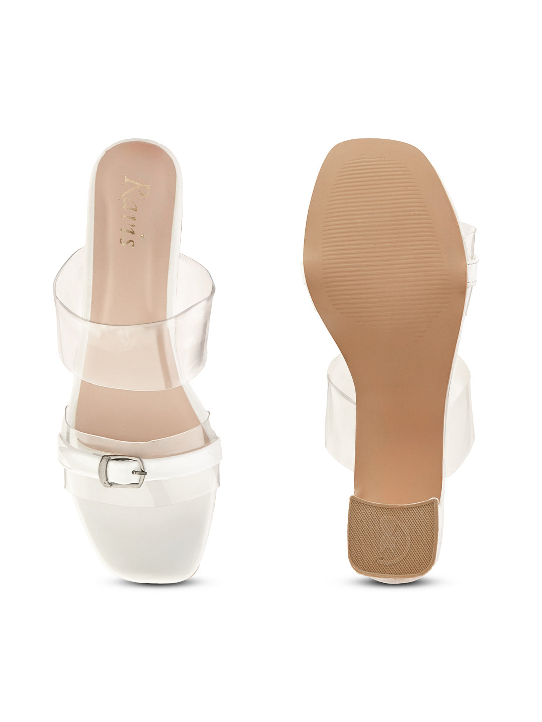 Ravis Black Transparent Block Heels – Buckle Strap | Party & Daily Wear