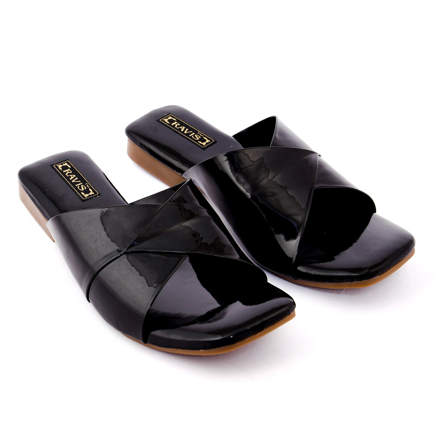 RAVIS Glossy Cross-Strap Flats