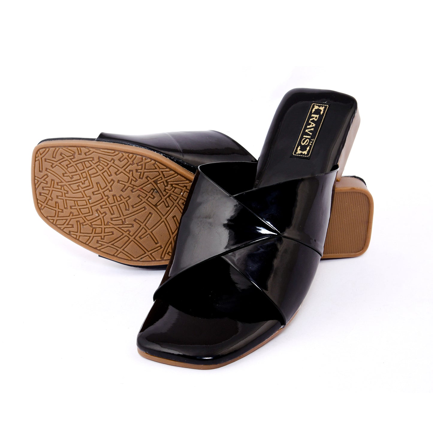 RAVIS Glossy Cross-Strap Flats
