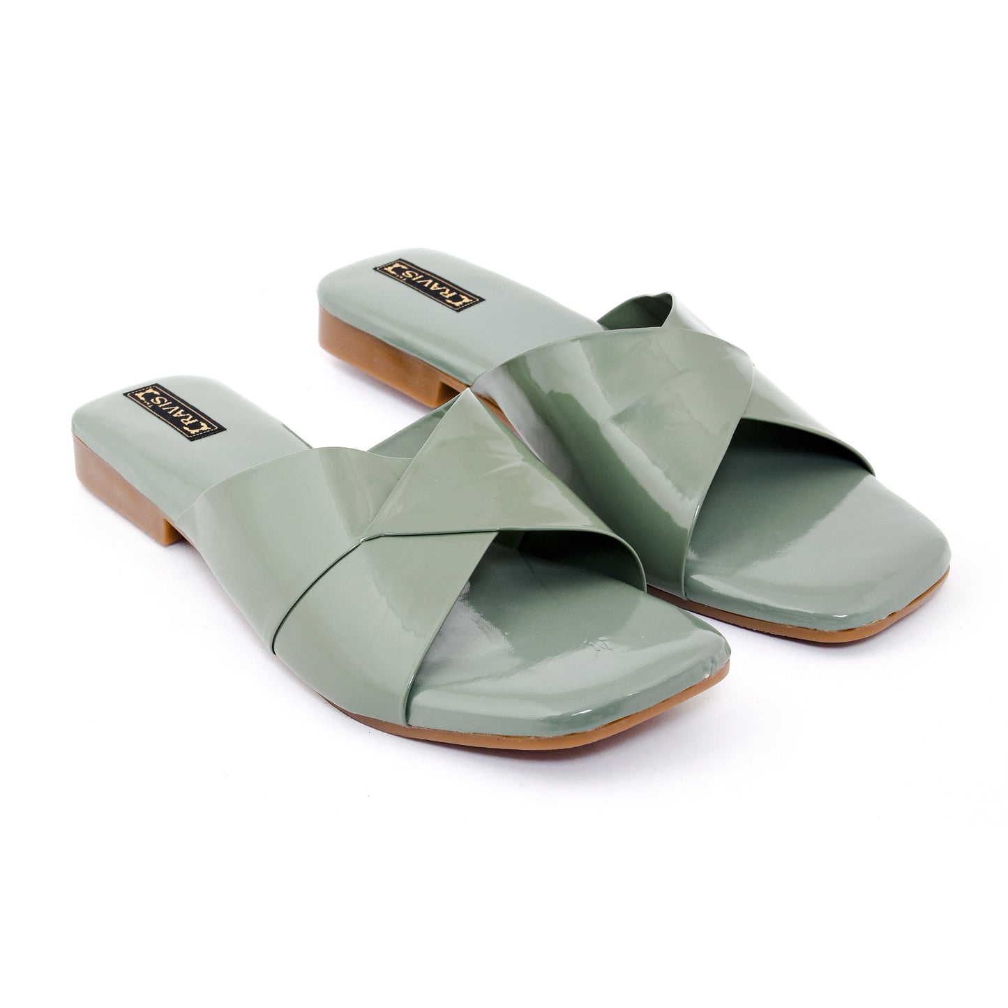 RAVIS Glossy Cross-Strap Flats