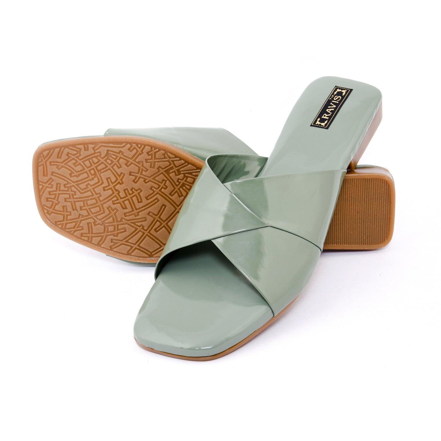 RAVIS Glossy Cross-Strap Flats
