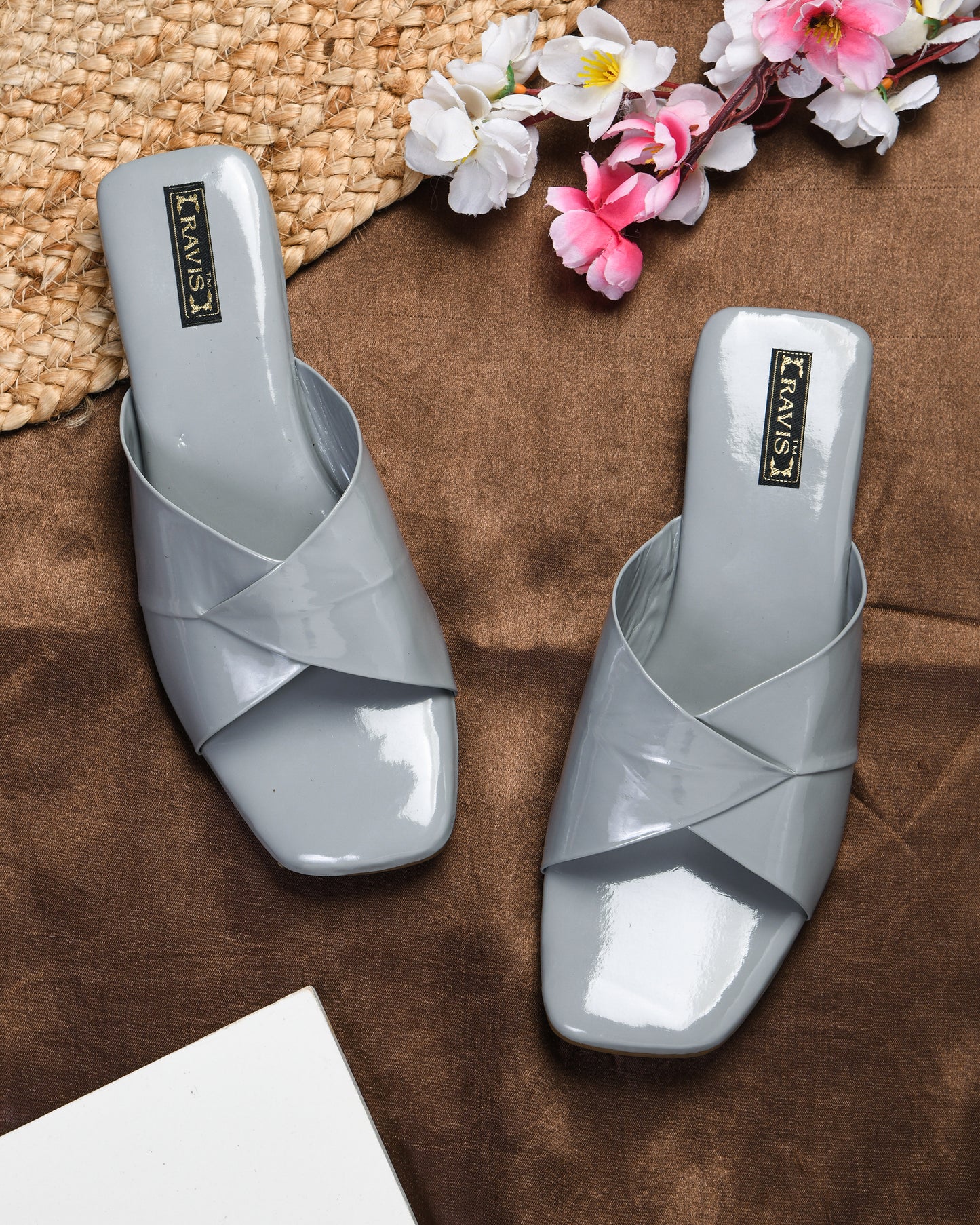 RAVIS Glossy Cross-Strap Flats