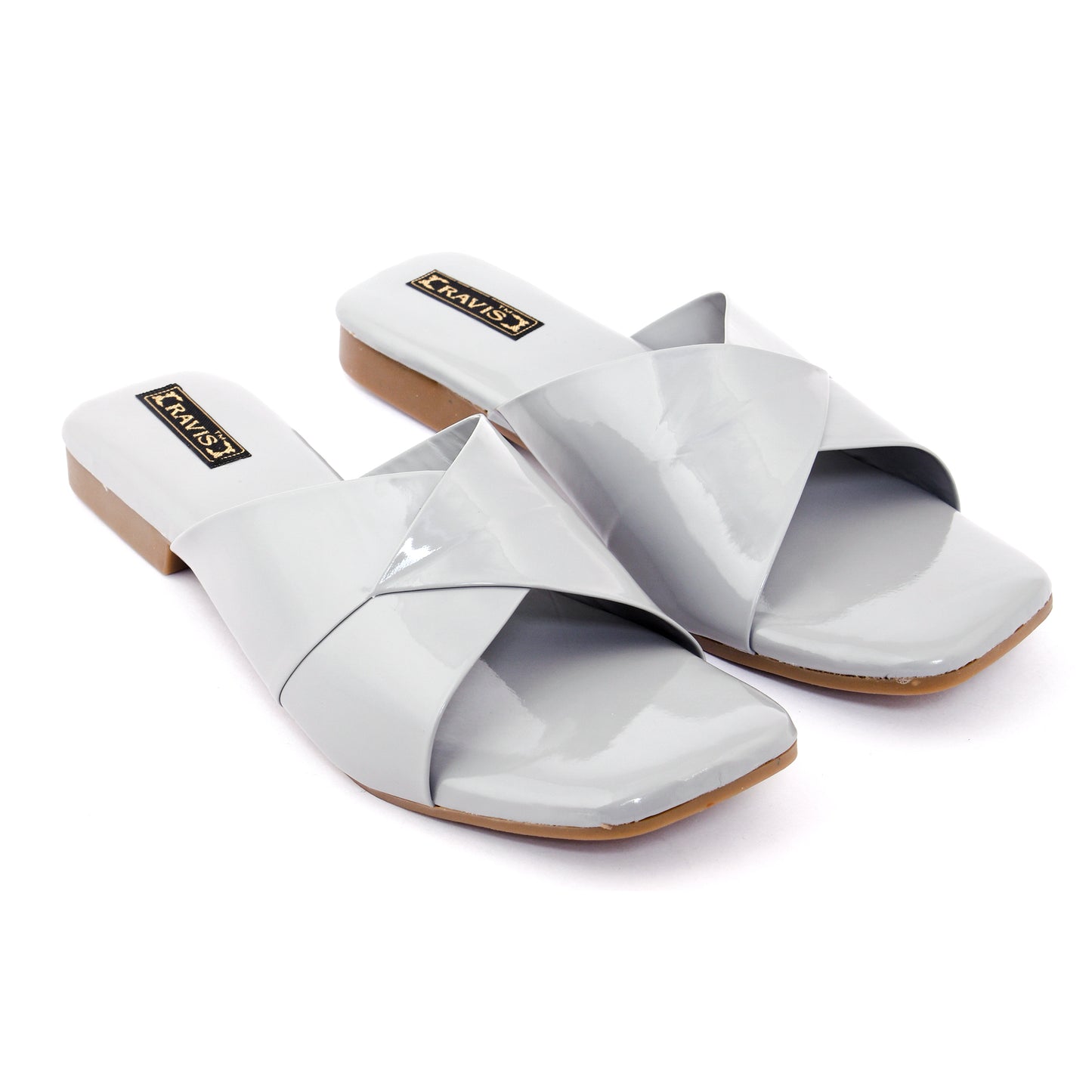 RAVIS Glossy Cross-Strap Flats
