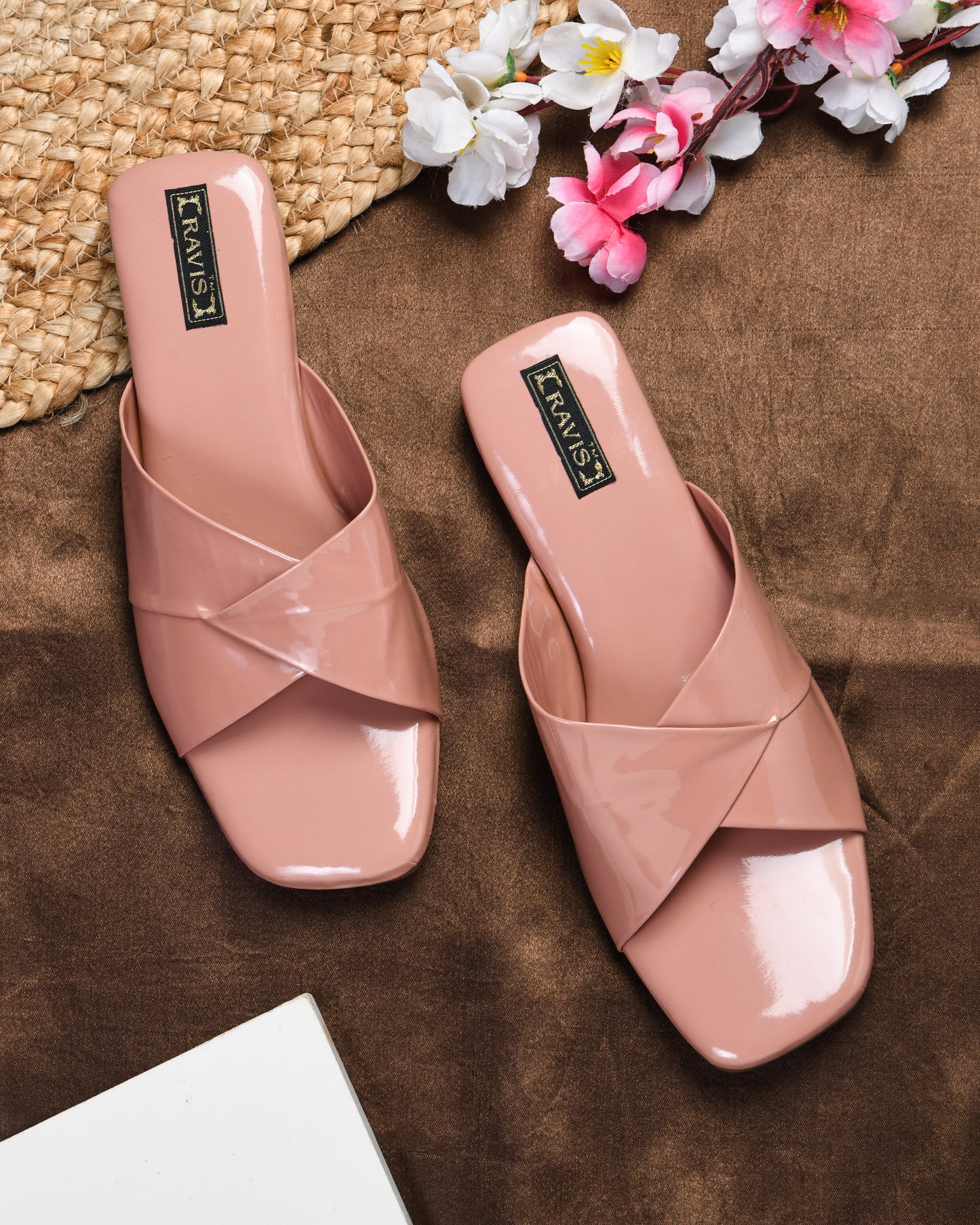 RAVIS Glossy Cross-Strap Flats