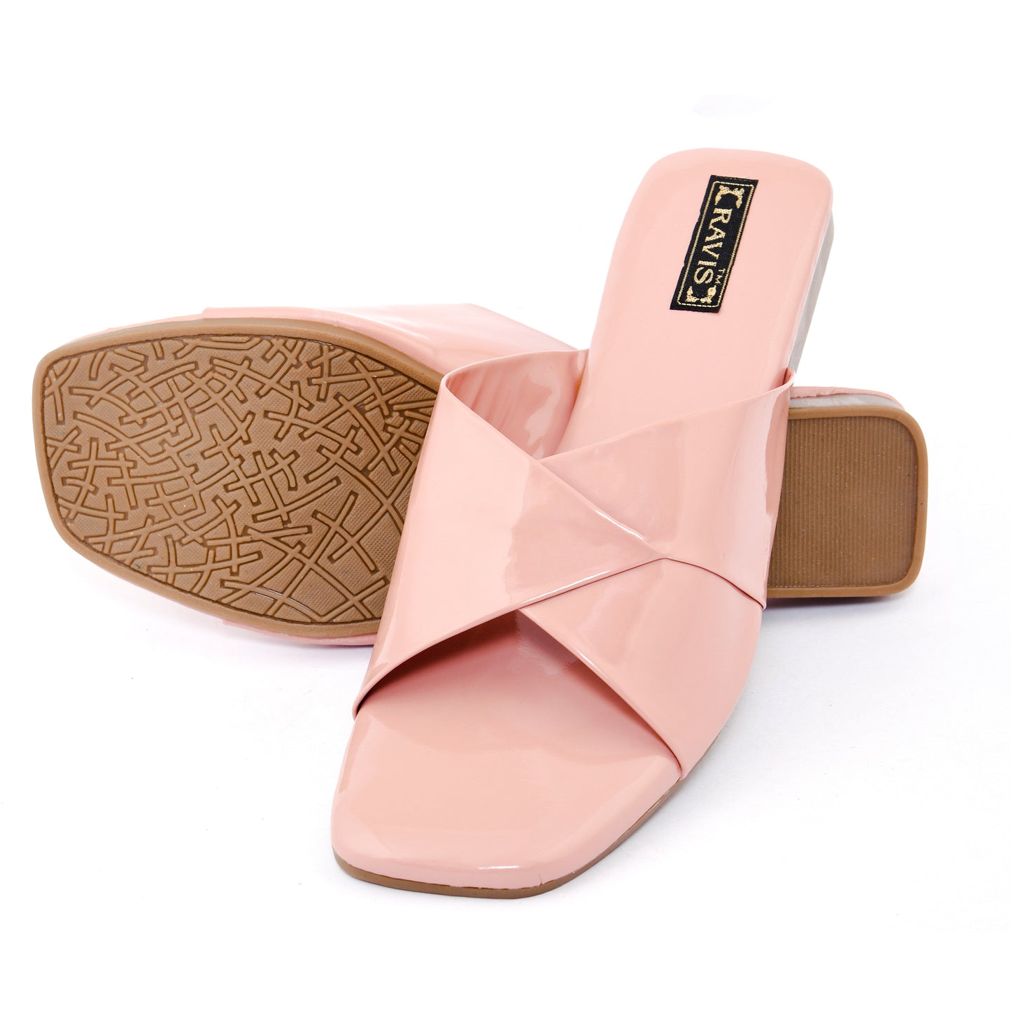 RAVIS Glossy Cross-Strap Flats