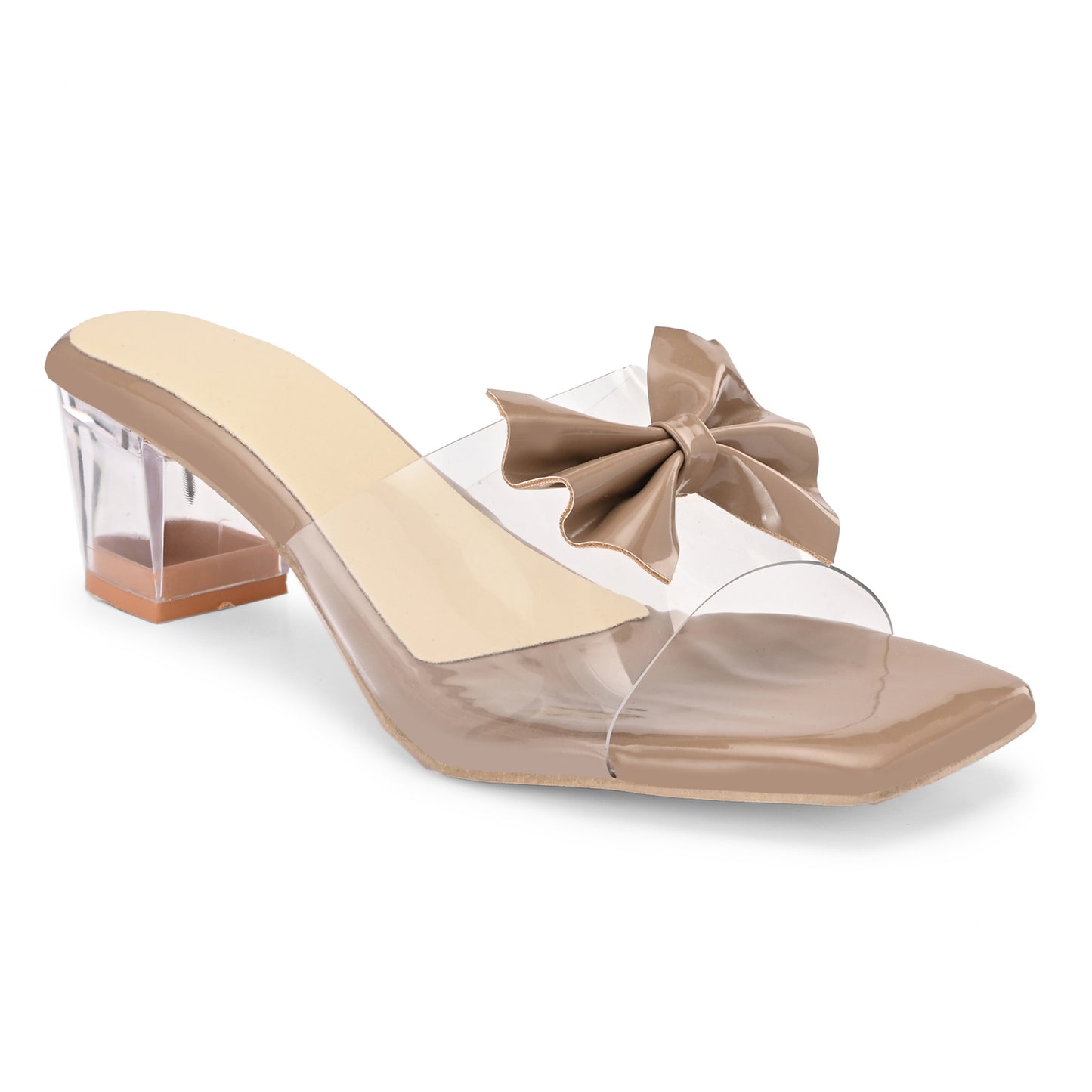 RAVIS LuxeBow Transparent Black Heels for Women