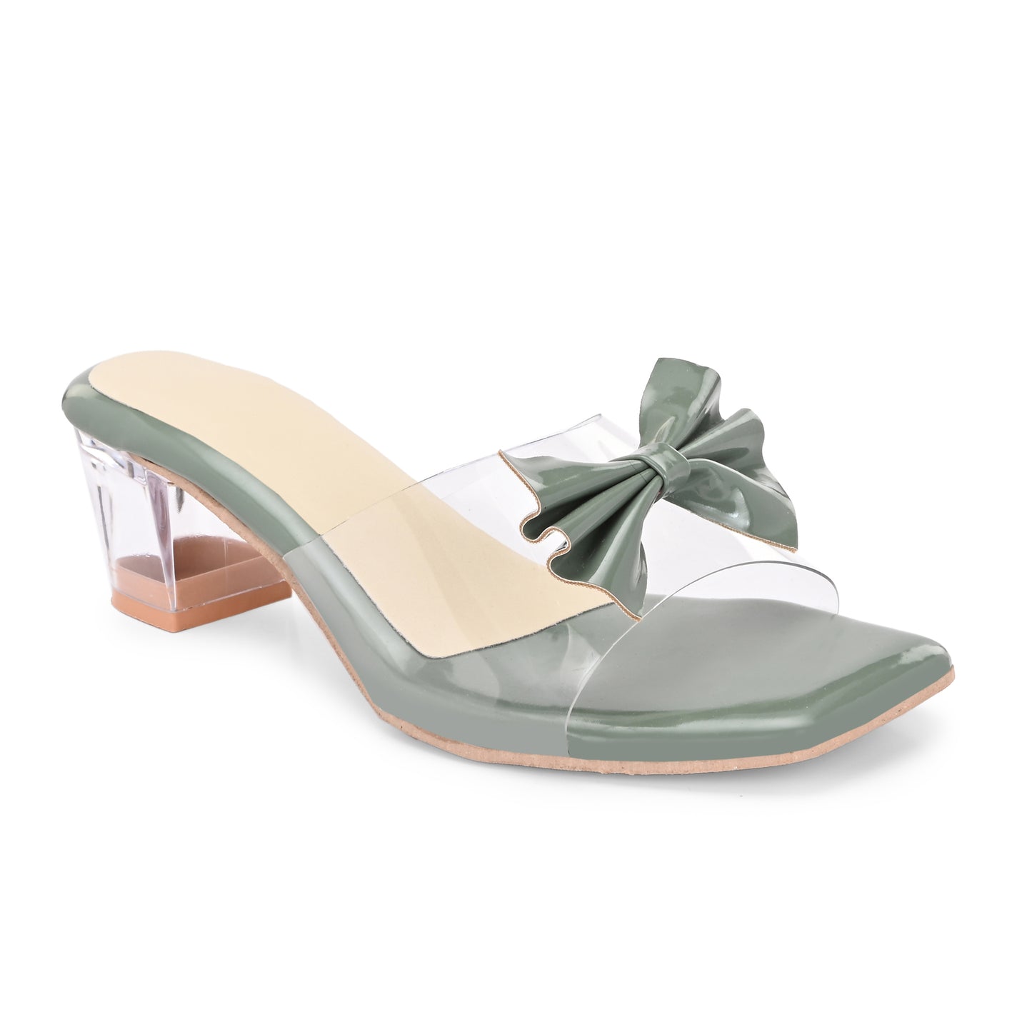 RAVIS LuxeBow Transparent Black Heels for Women