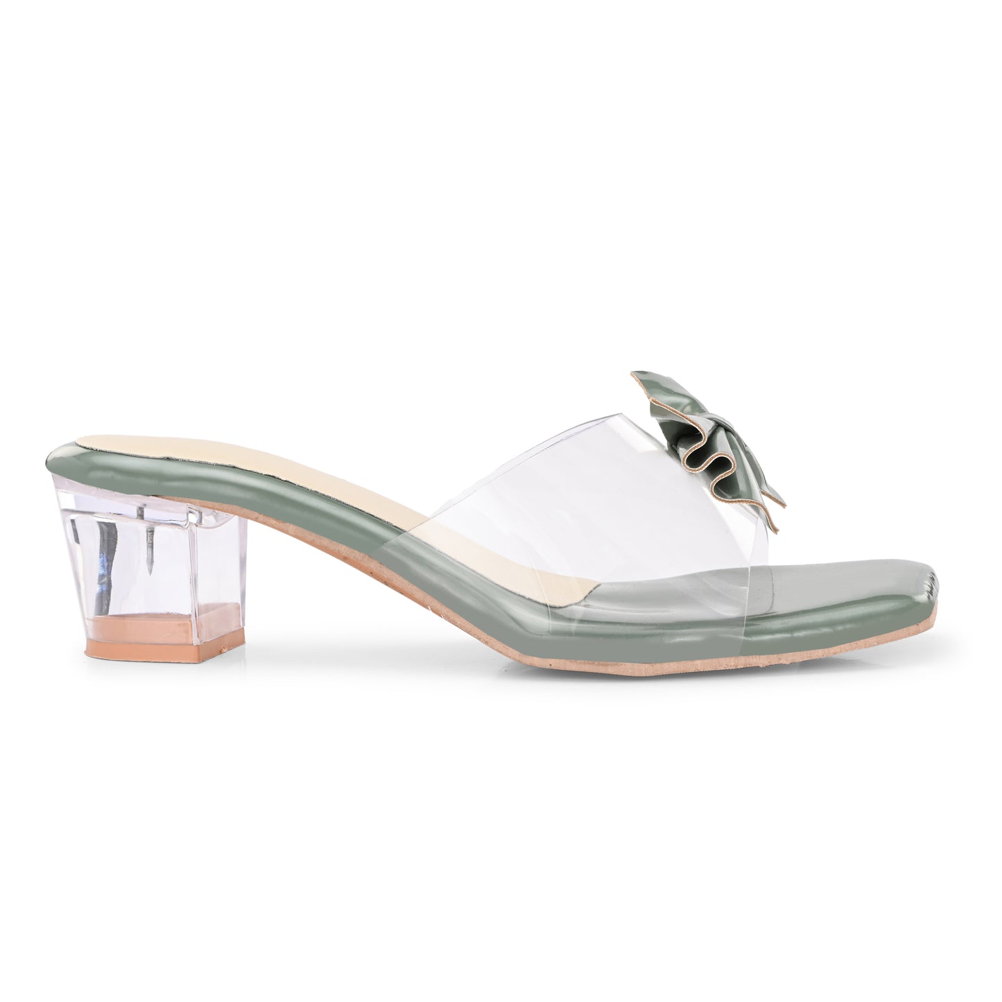 RAVIS LuxeBow Transparent Black Heels for Women