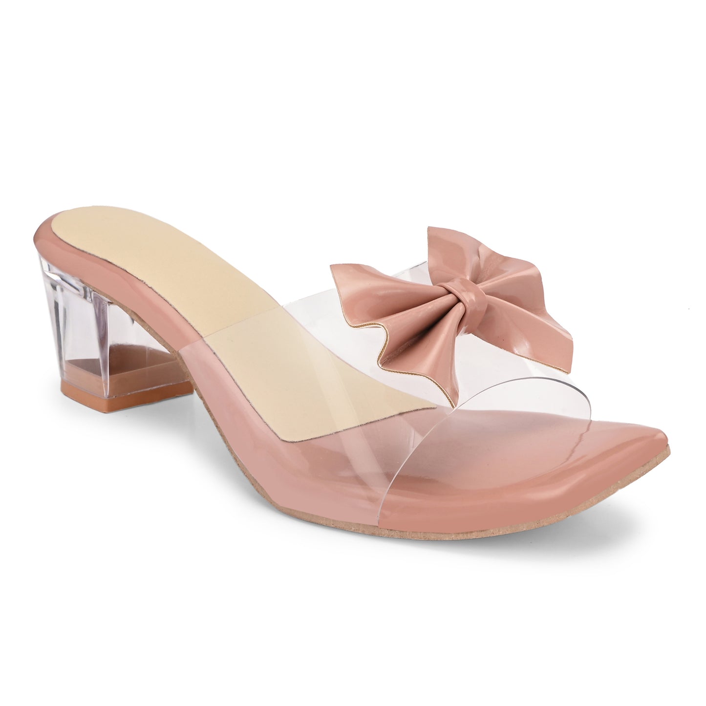 RAVIS LuxeBow Transparent Black Heels for Women