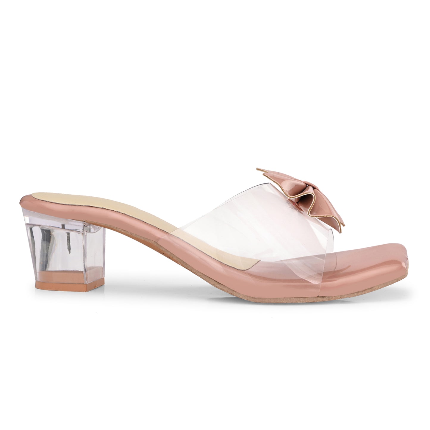RAVIS LuxeBow Transparent Black Heels for Women