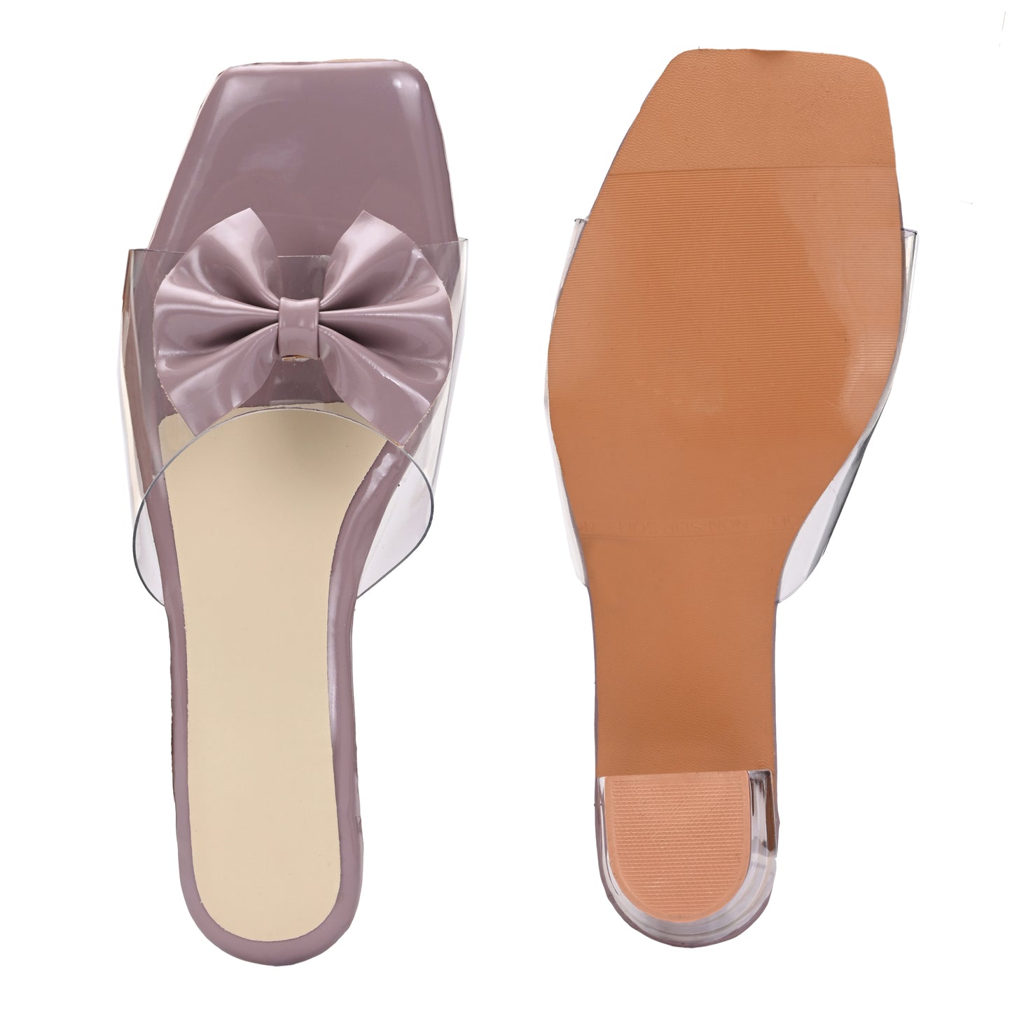 RAVIS LuxeBow Transparent Black Heels for Women