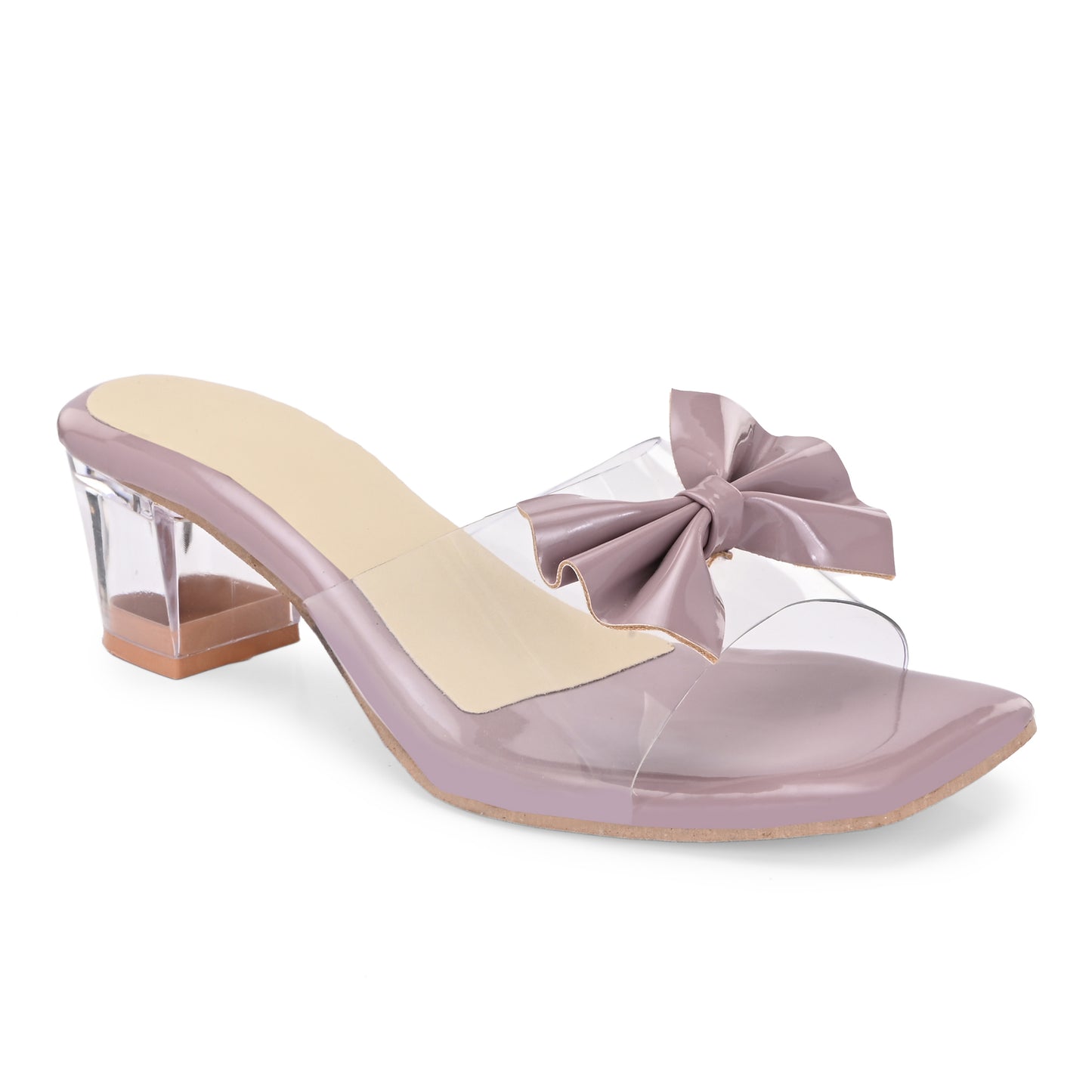 RAVIS LuxeBow Transparent Black Heels for Women