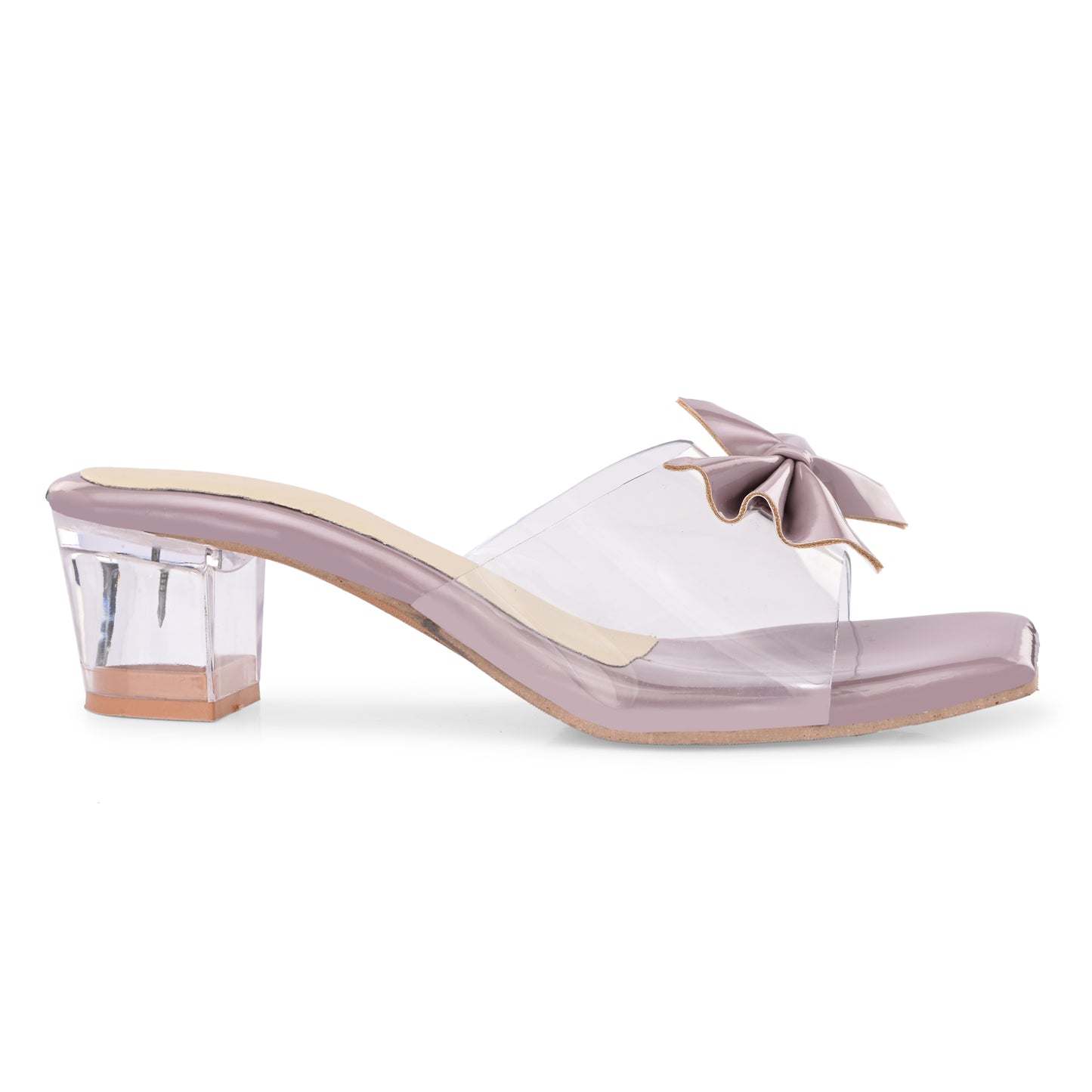 RAVIS LuxeBow Transparent Black Heels for Women