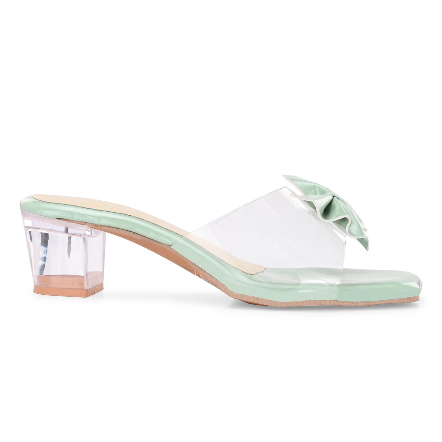 RAVIS LuxeBow Transparent Black Heels for Women