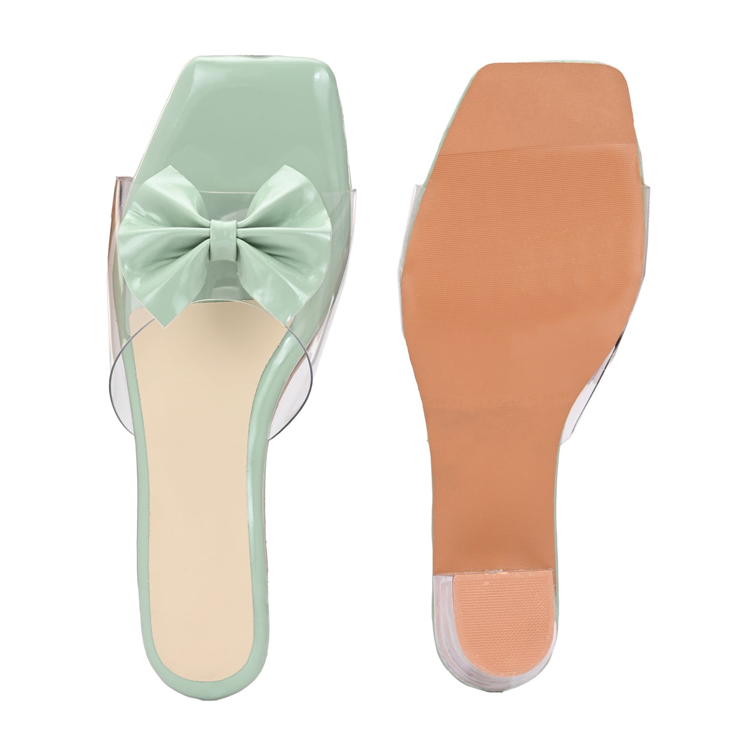 RAVIS LuxeBow Transparent Black Heels for Women