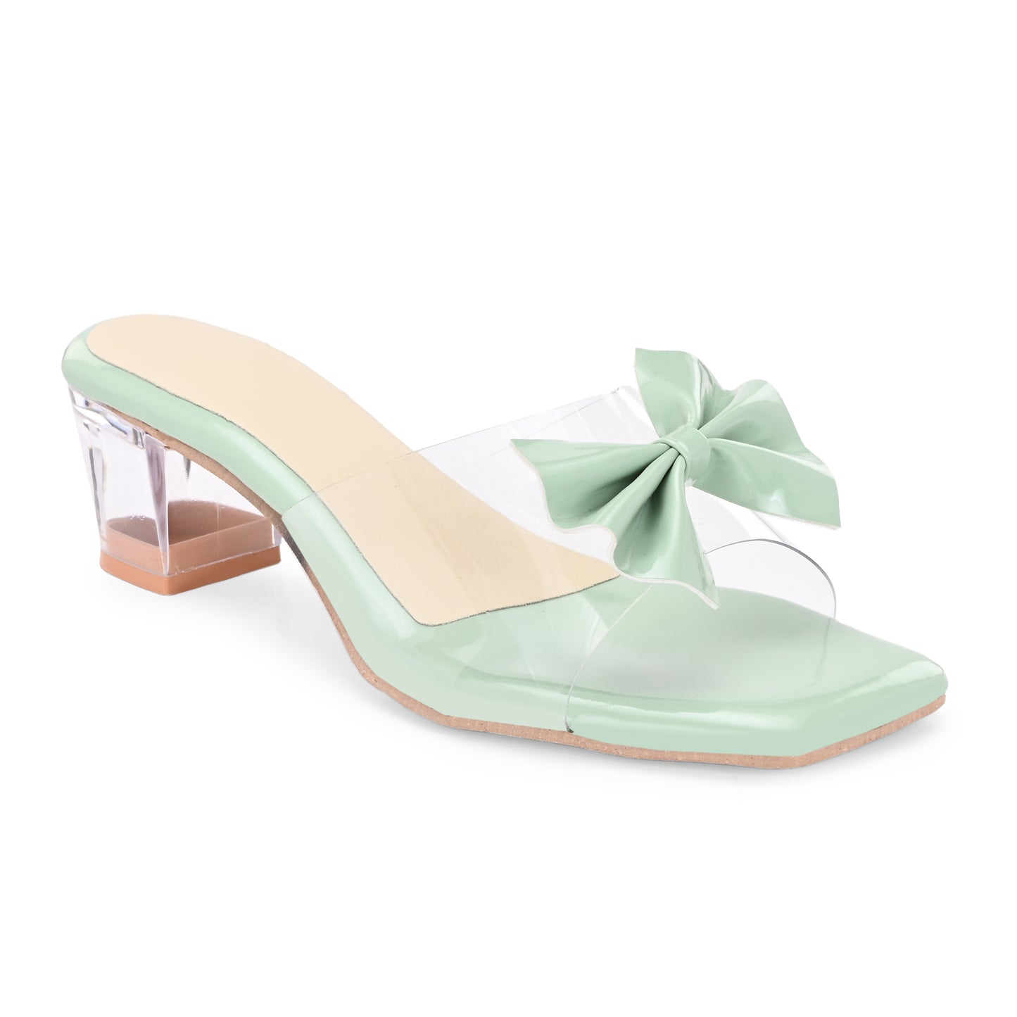 RAVIS LuxeBow Transparent Black Heels for Women