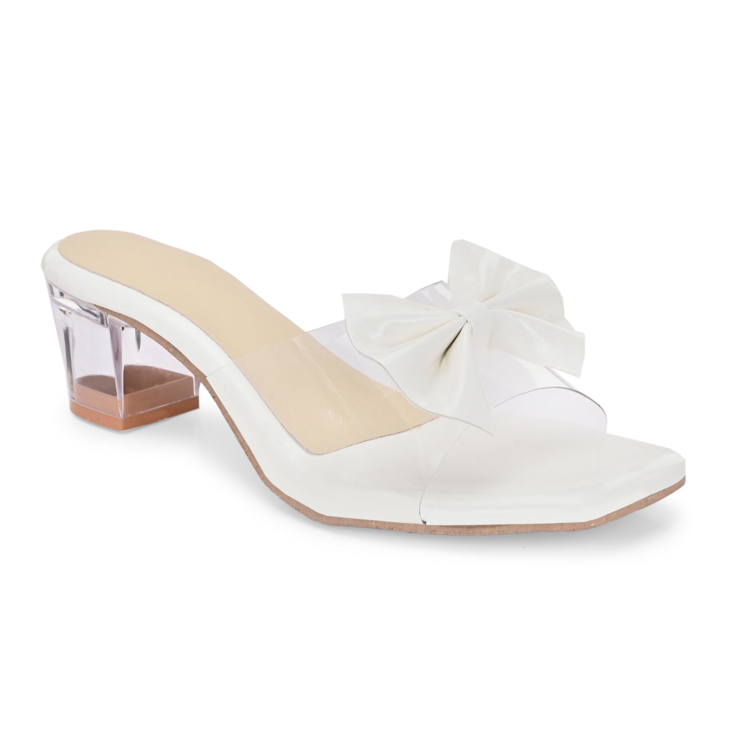 RAVIS LuxeBow Transparent Black Heels for Women