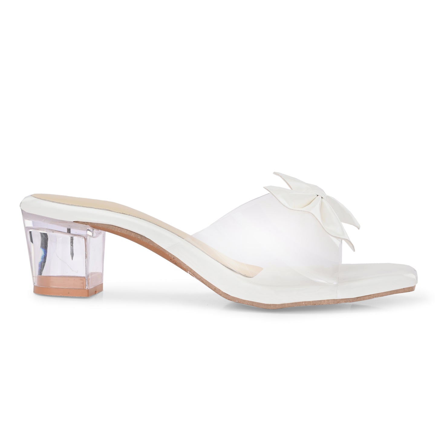 RAVIS LuxeBow Transparent Black Heels for Women