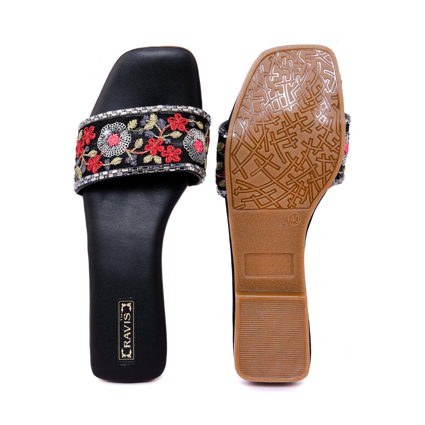 RAVIS Floral Embroidered Ethnic Flats