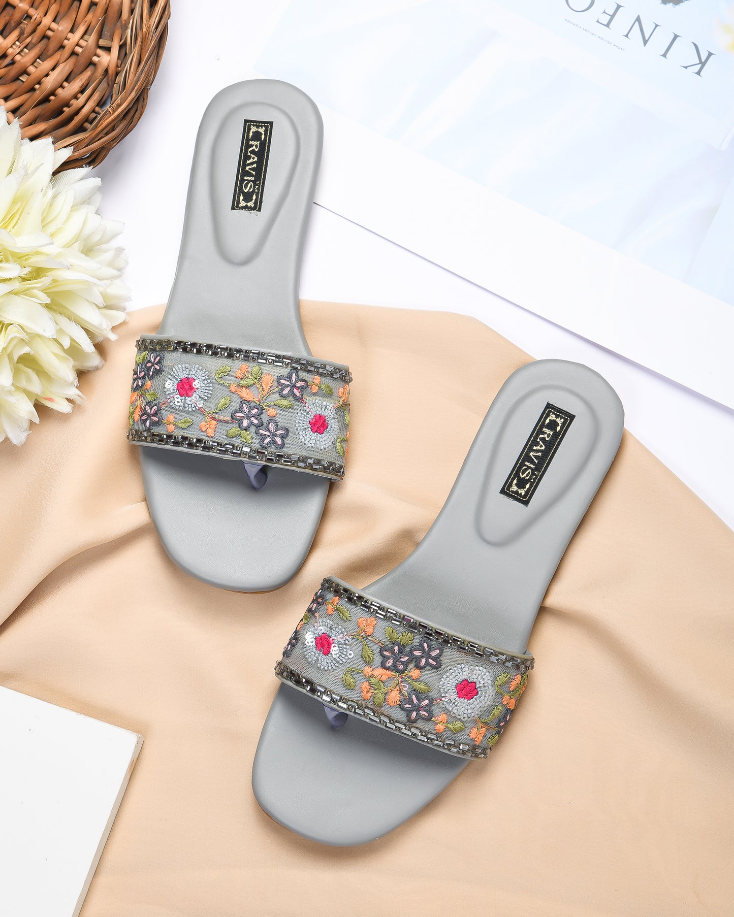 RAVIS Floral Embroidered Ethnic Flats