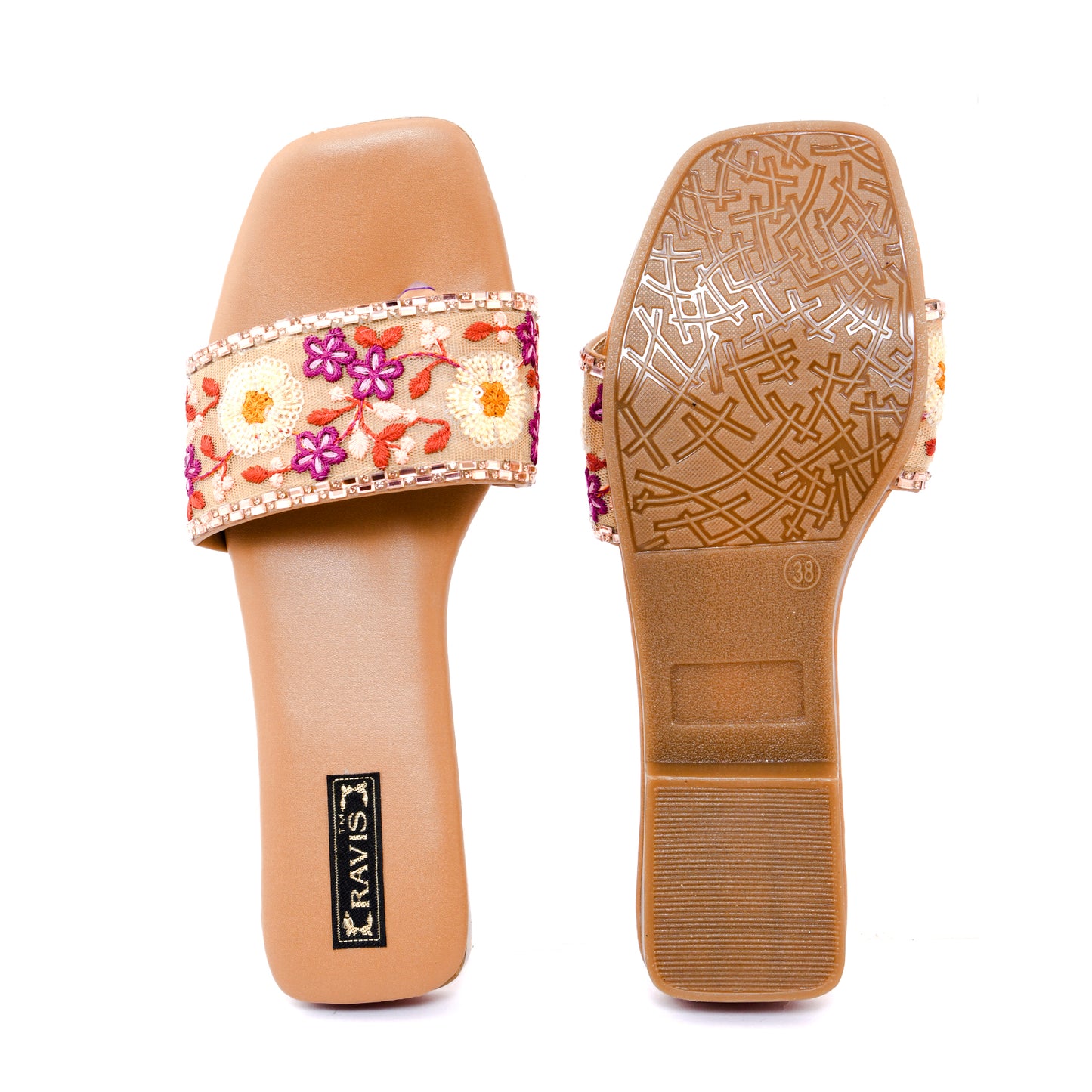 RAVIS Floral Embroidered Ethnic Flats
