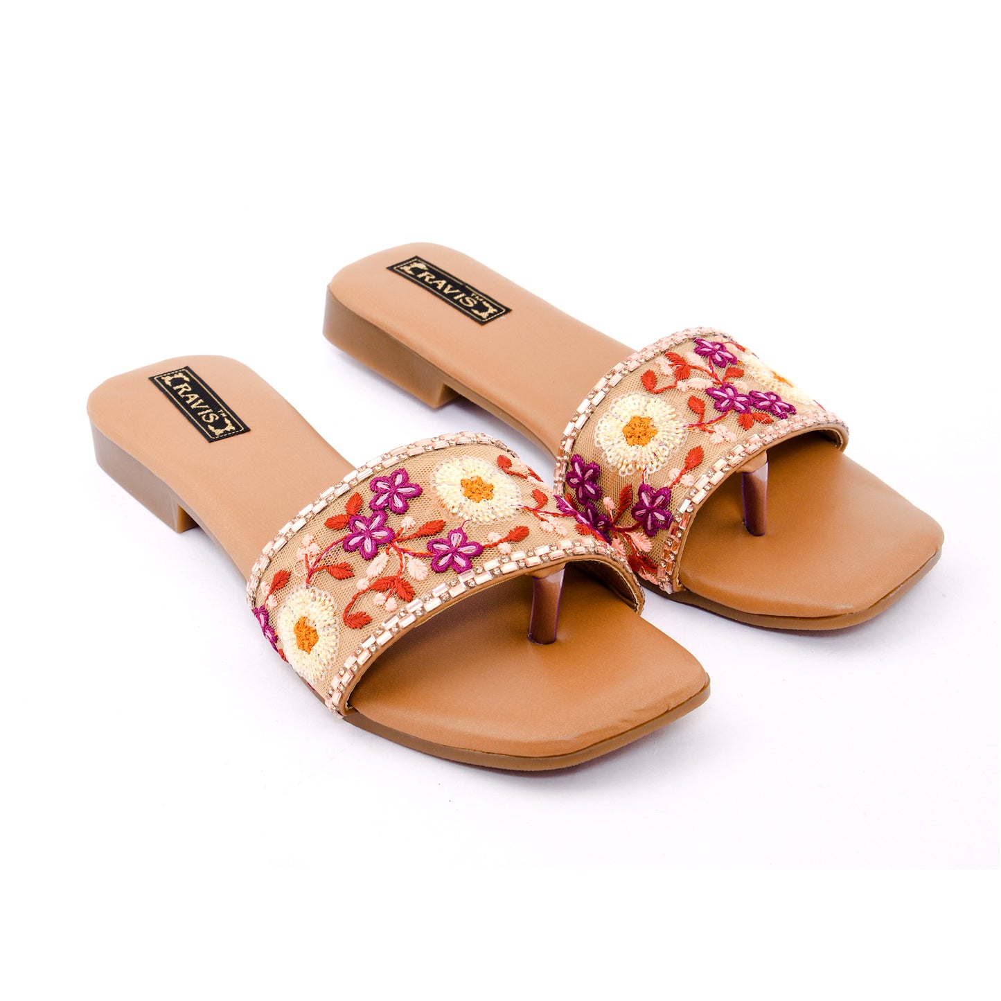 RAVIS Floral Embroidered Ethnic Flats