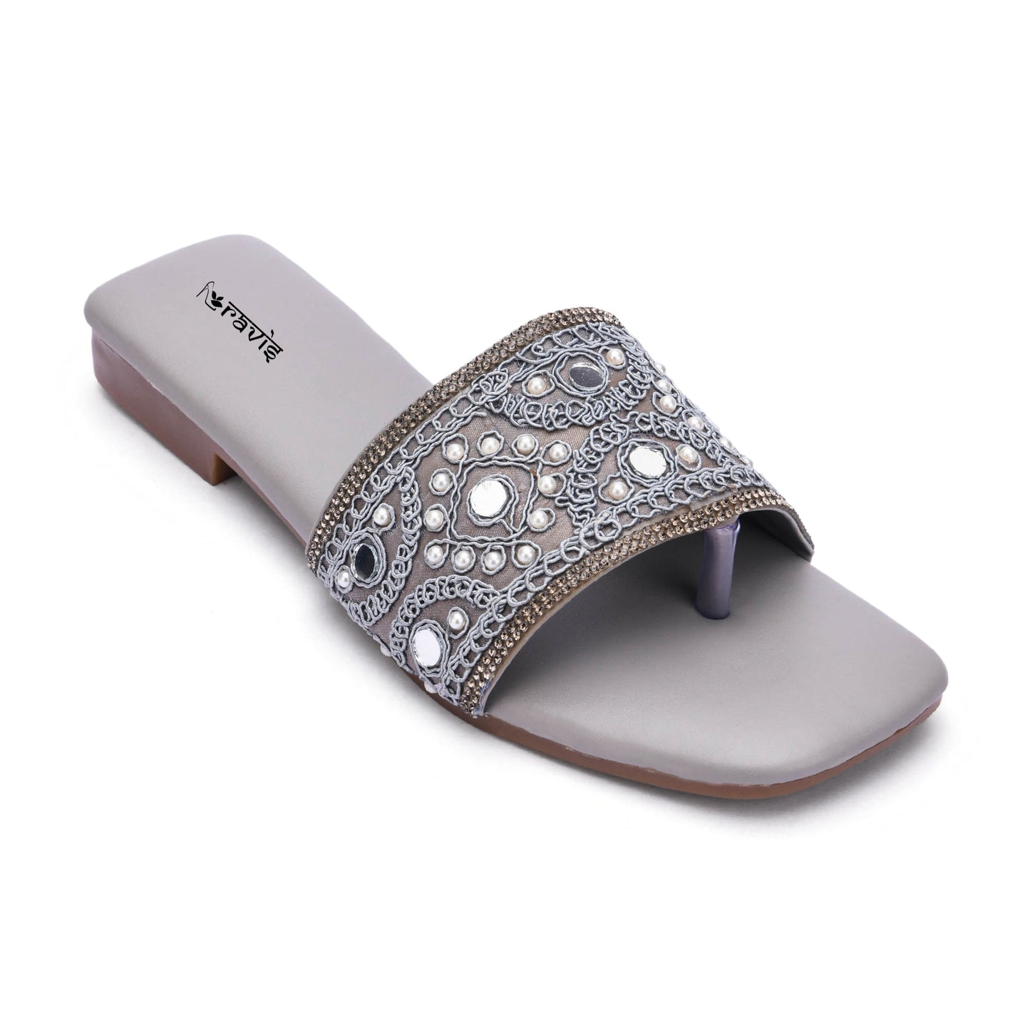 RAVIS NoirBead Black Beaded Ethnic Flats for Women