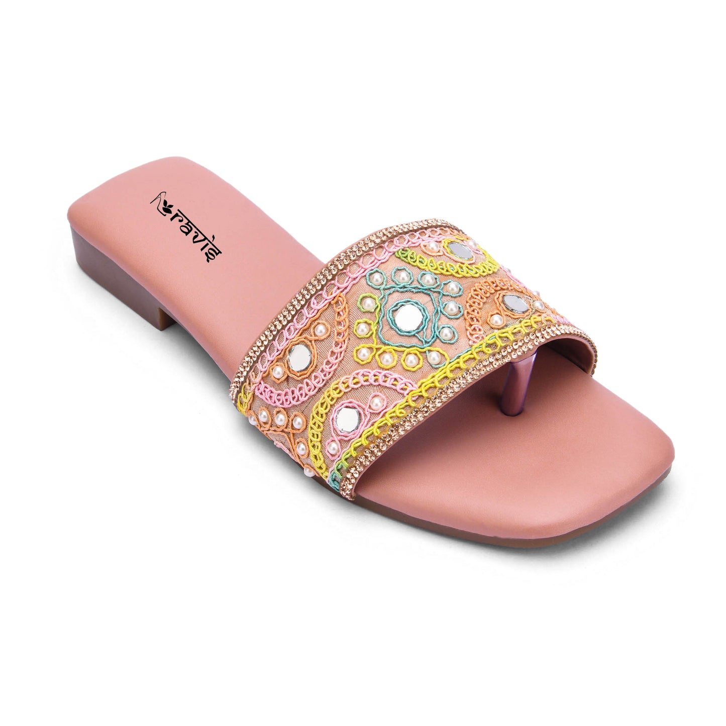 RAVIS NoirBead Black Beaded Ethnic Flats for Women
