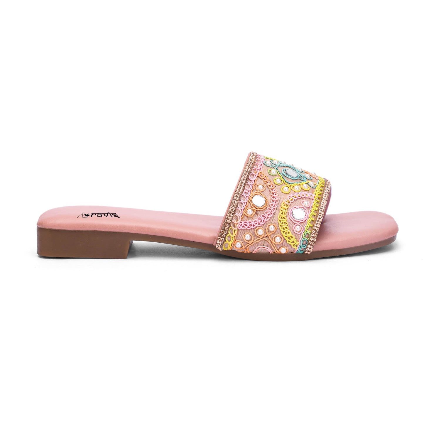 RAVIS NoirBead Black Beaded Ethnic Flats for Women