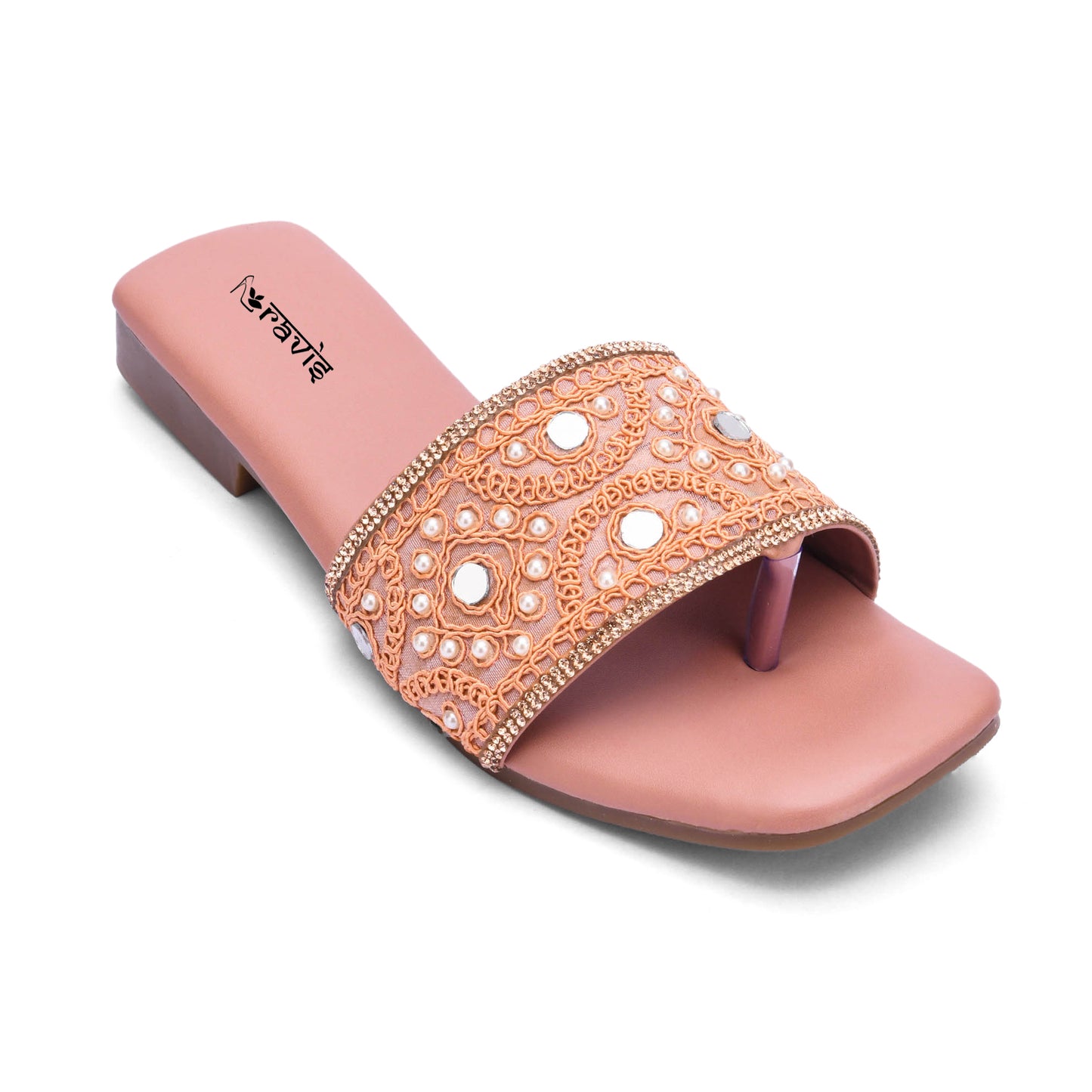 RAVIS NoirBead Black Beaded Ethnic Flats for Women