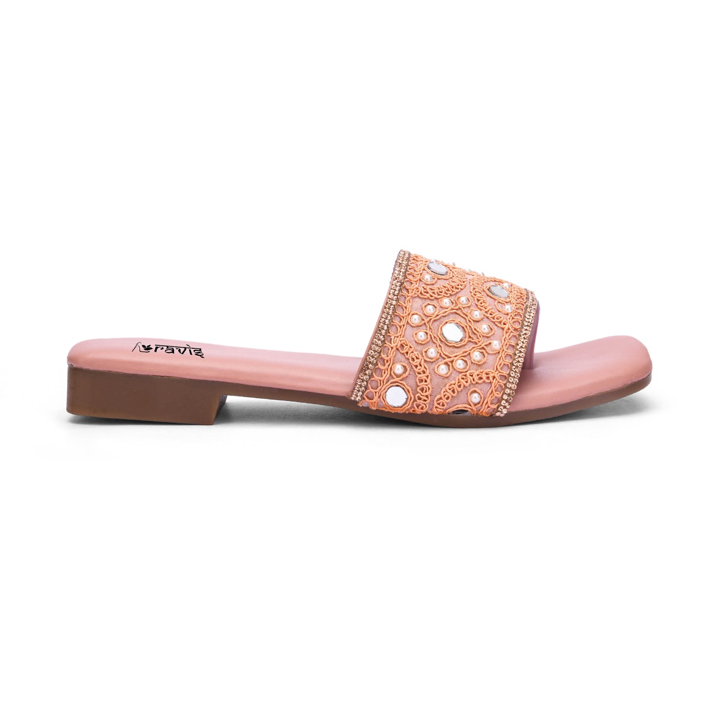 RAVIS NoirBead Black Beaded Ethnic Flats for Women