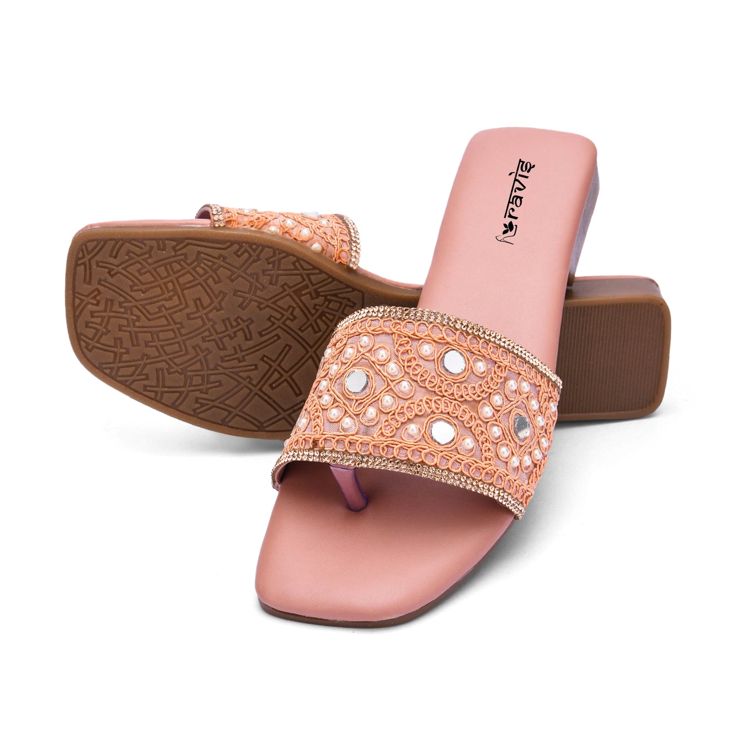 RAVIS NoirBead Black Beaded Ethnic Flats for Women
