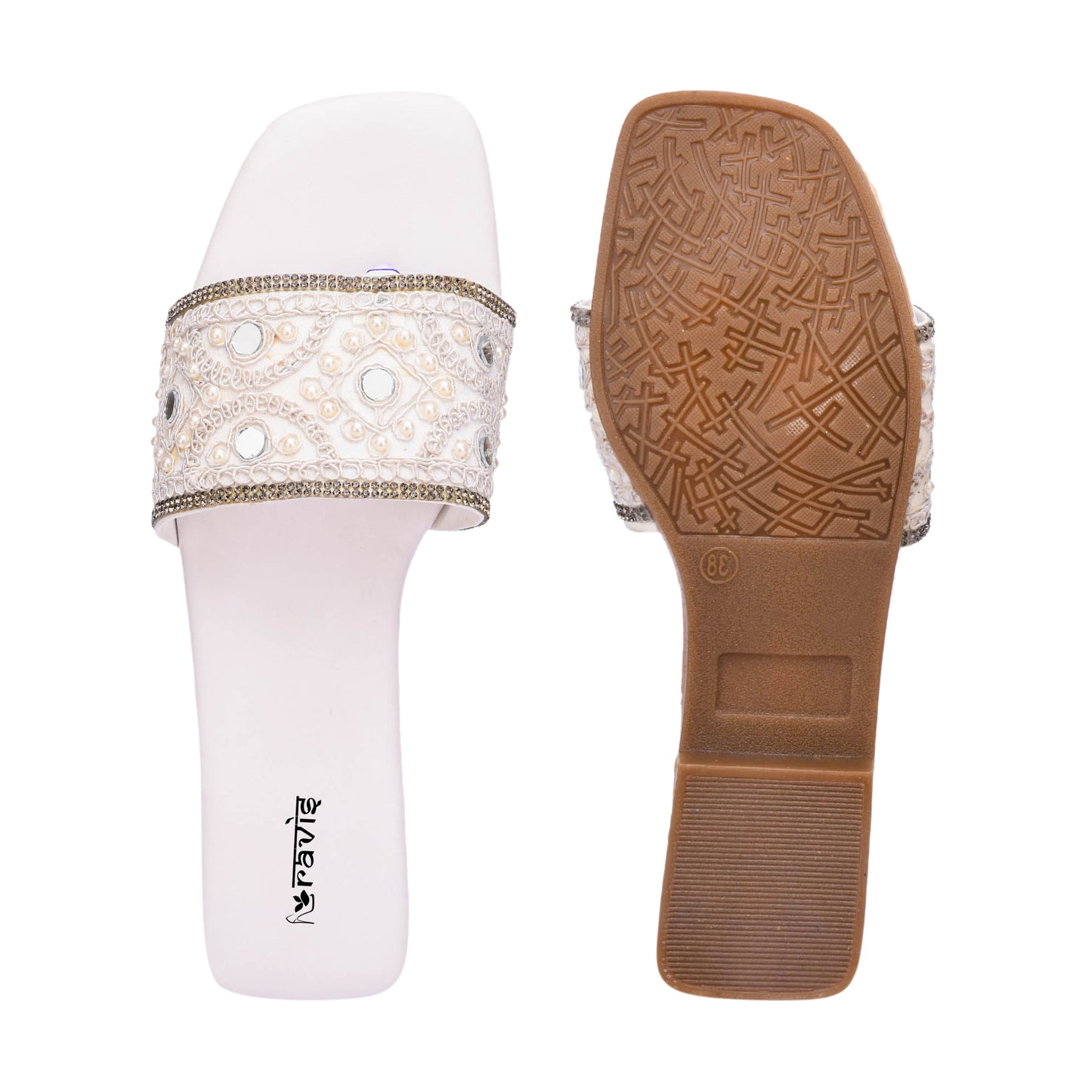 RAVIS NoirBead Black Beaded Ethnic Flats for Women