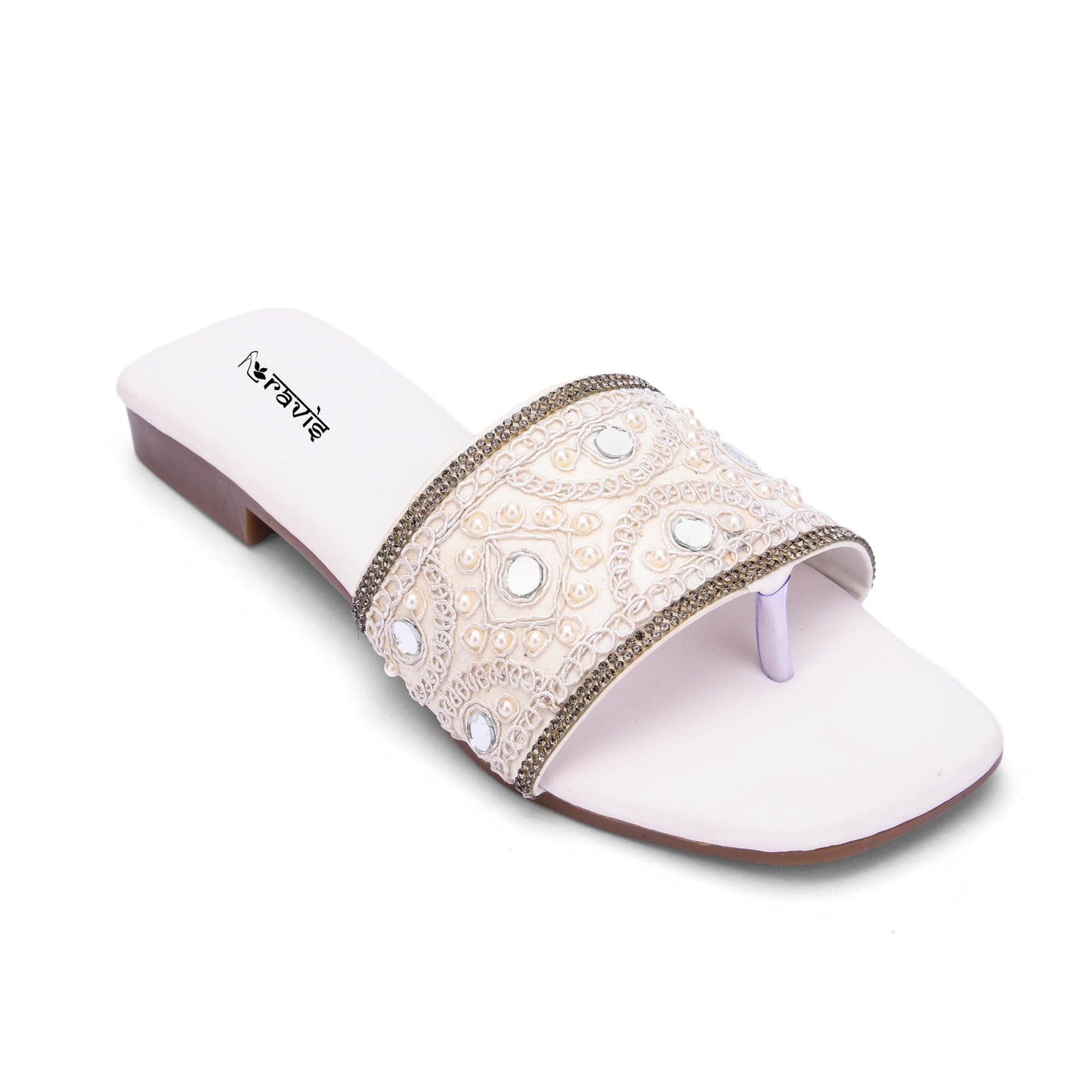 RAVIS NoirBead Black Beaded Ethnic Flats for Women