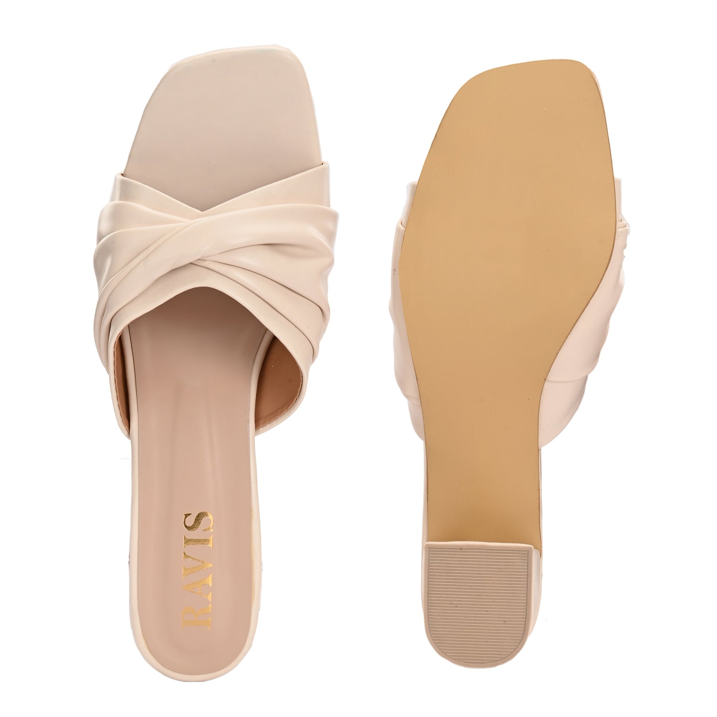 Ravis Twist Front Block Heels – Stylish Daily & Office Wear Slip-On Sandals