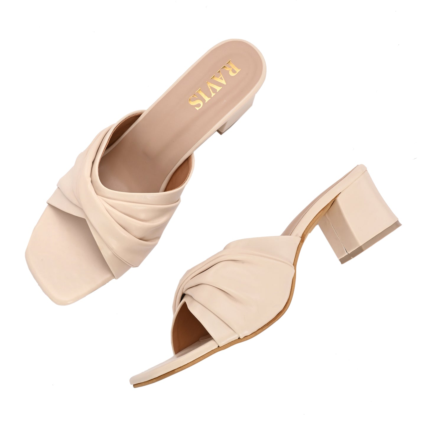 Ravis Twist Front Block Heels – Stylish Daily & Office Wear Slip-On Sandals
