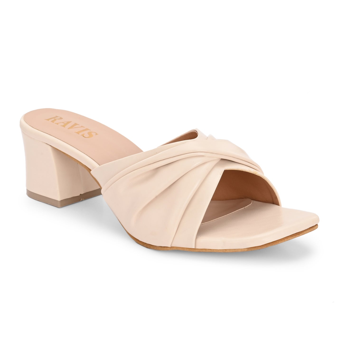 Ravis Twist Front Block Heels – Stylish Daily & Office Wear Slip-On Sandals