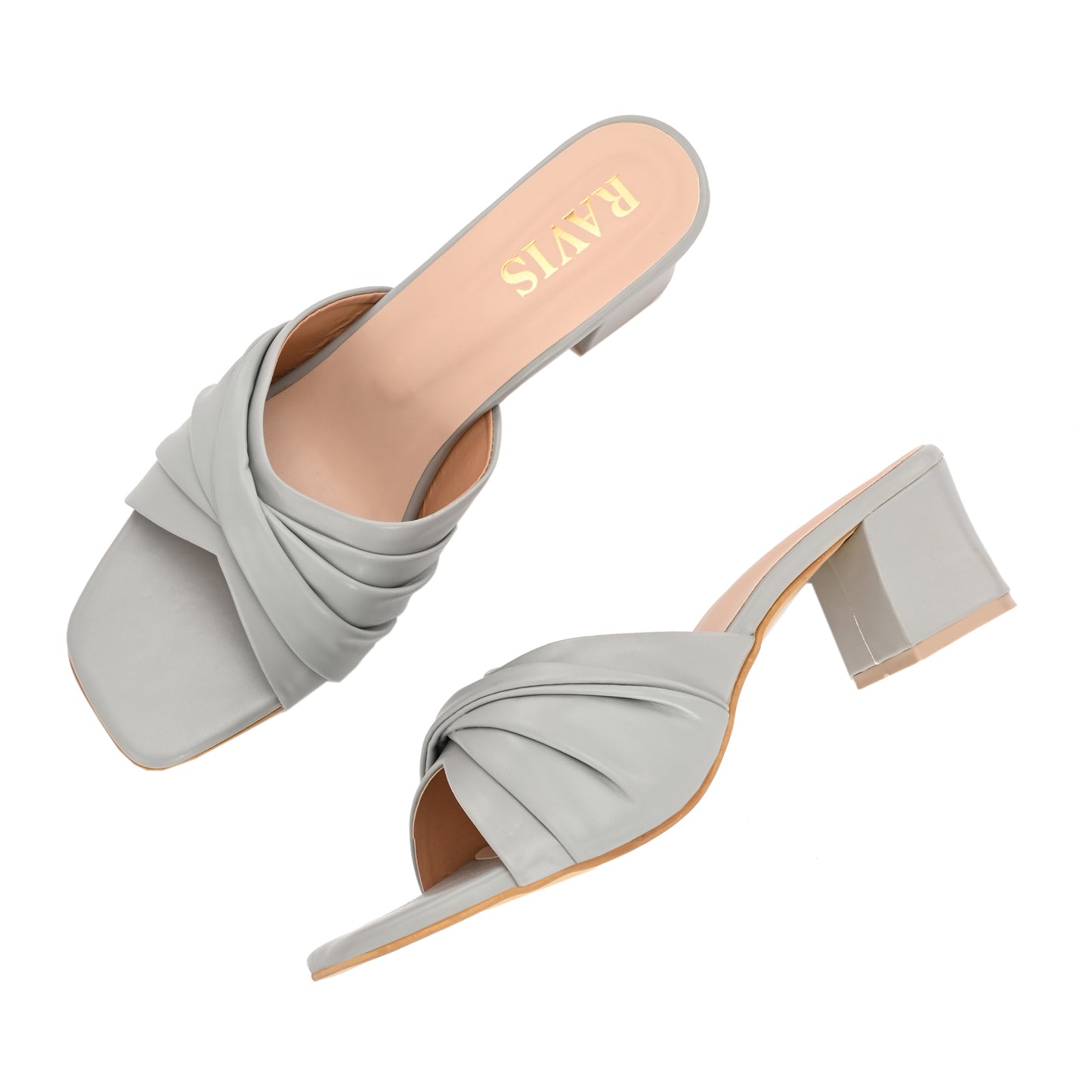 Ravis Twist Front Block Heels – Stylish Daily & Office Wear Slip-On Sandals