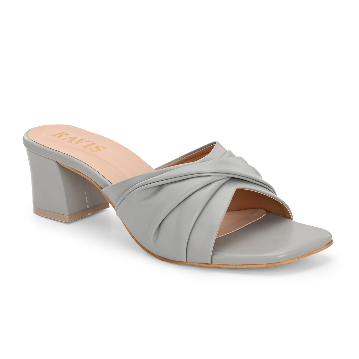 Ravis Twist Front Block Heels – Stylish Daily & Office Wear Slip-On Sandals