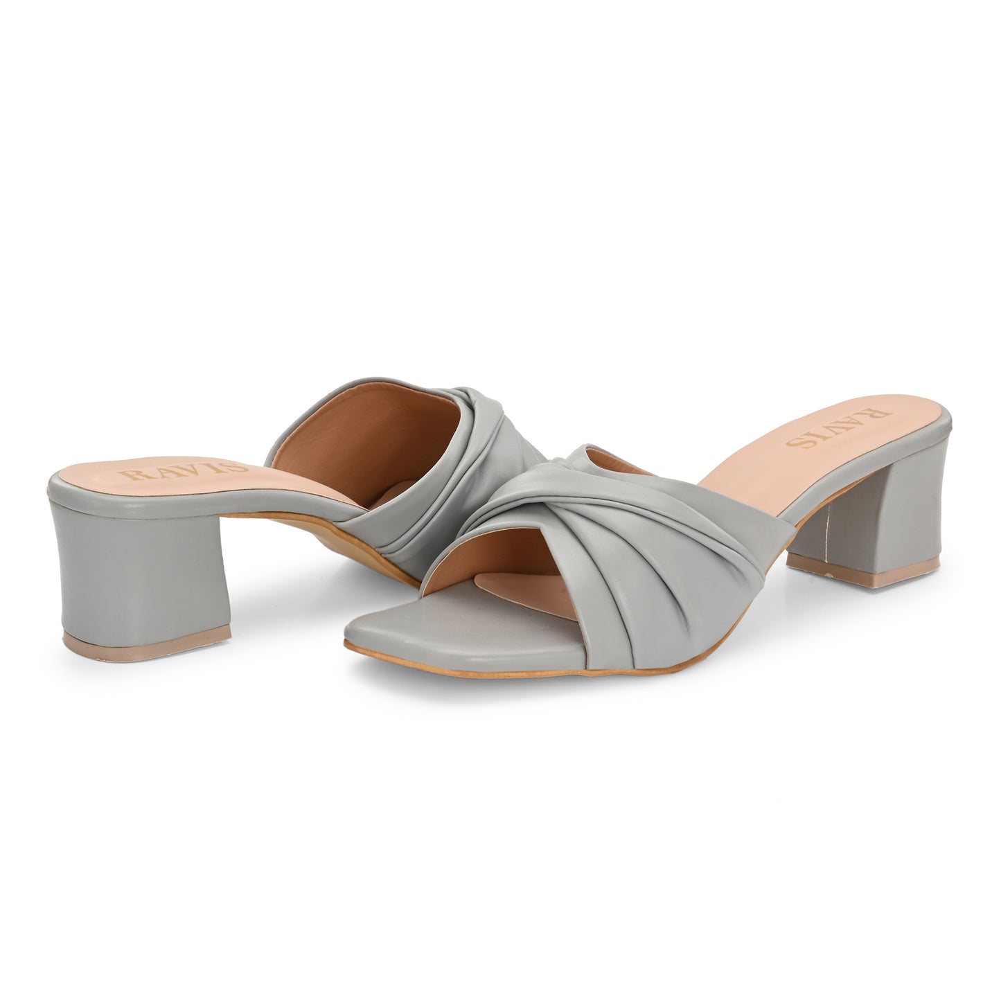 Ravis Twist Front Block Heels – Stylish Daily & Office Wear Slip-On Sandals