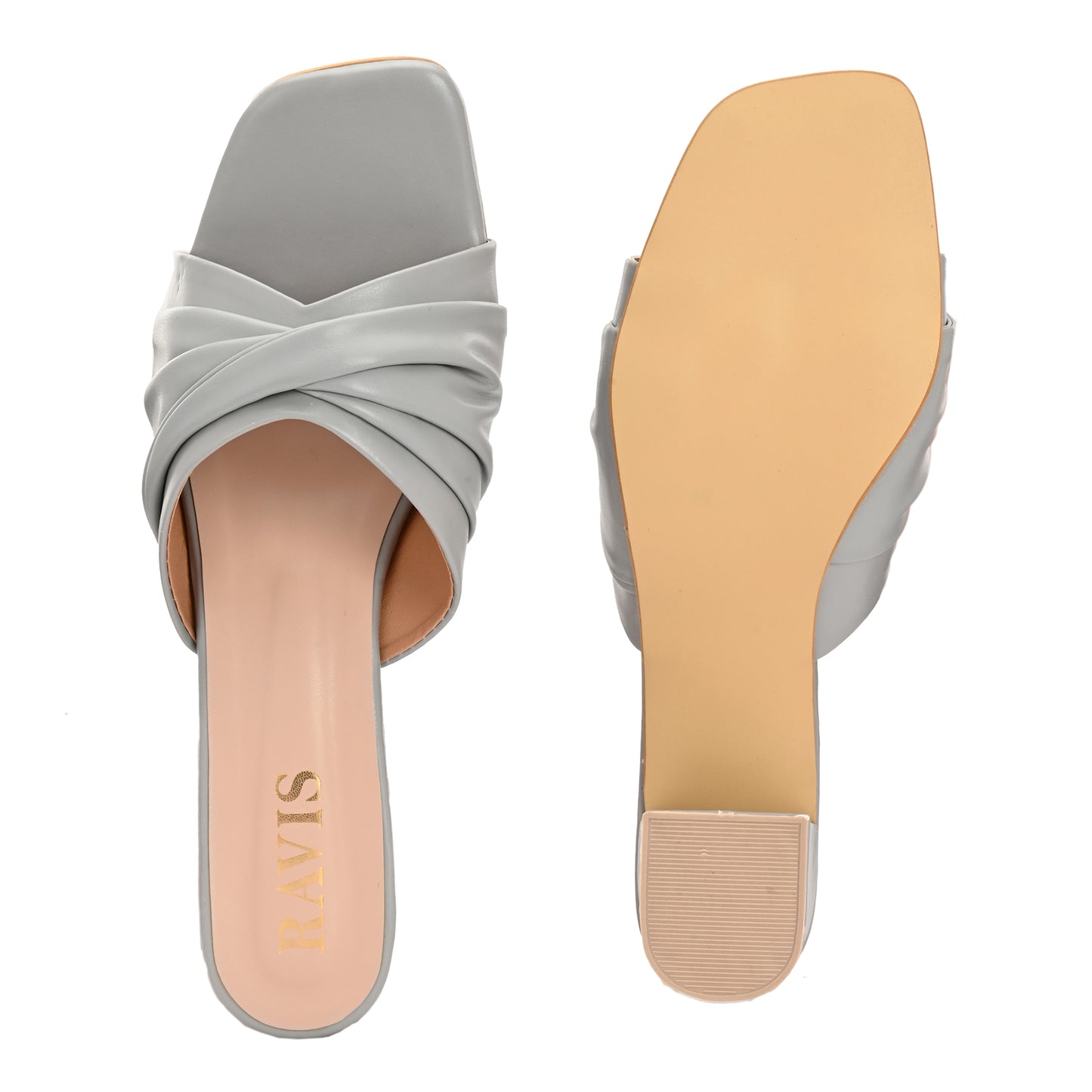 Ravis Twist Front Block Heels – Stylish Daily & Office Wear Slip-On Sandals