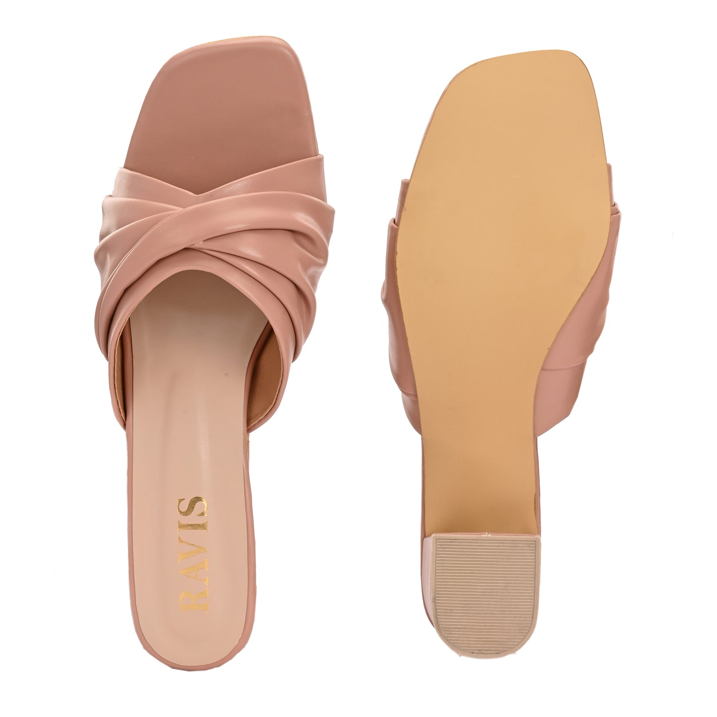 Ravis Twist Front Block Heels – Stylish Daily & Office Wear Slip-On Sandals