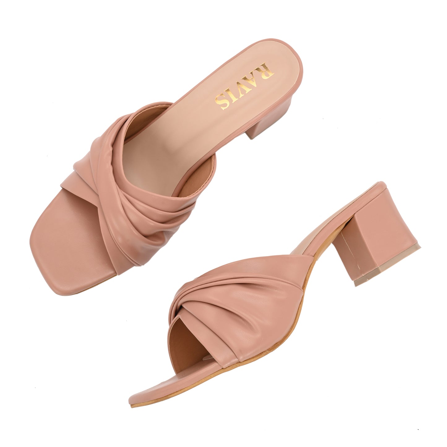 Ravis Twist Front Block Heels – Stylish Daily & Office Wear Slip-On Sandals