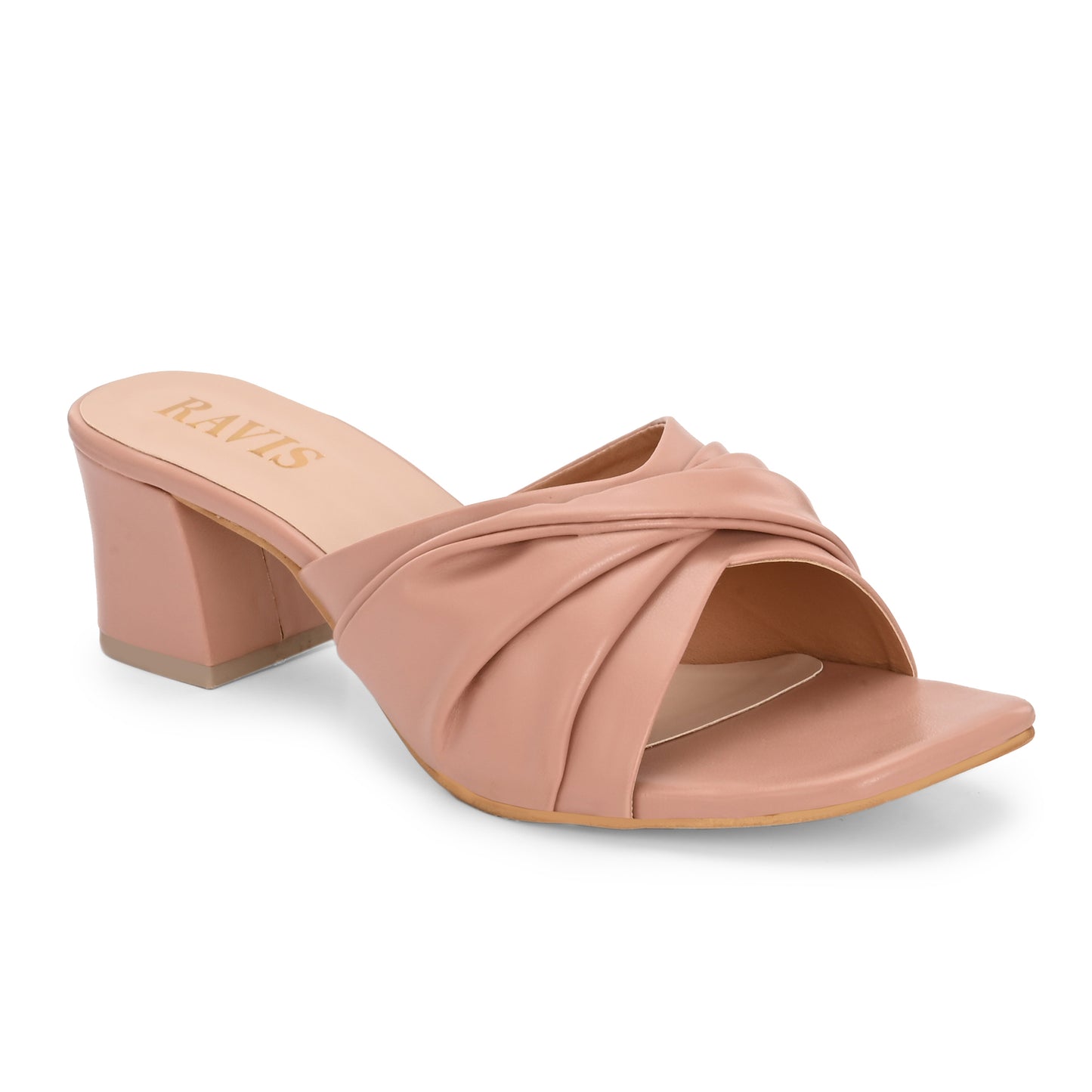 Ravis Twist Front Block Heels – Stylish Daily & Office Wear Slip-On Sandals